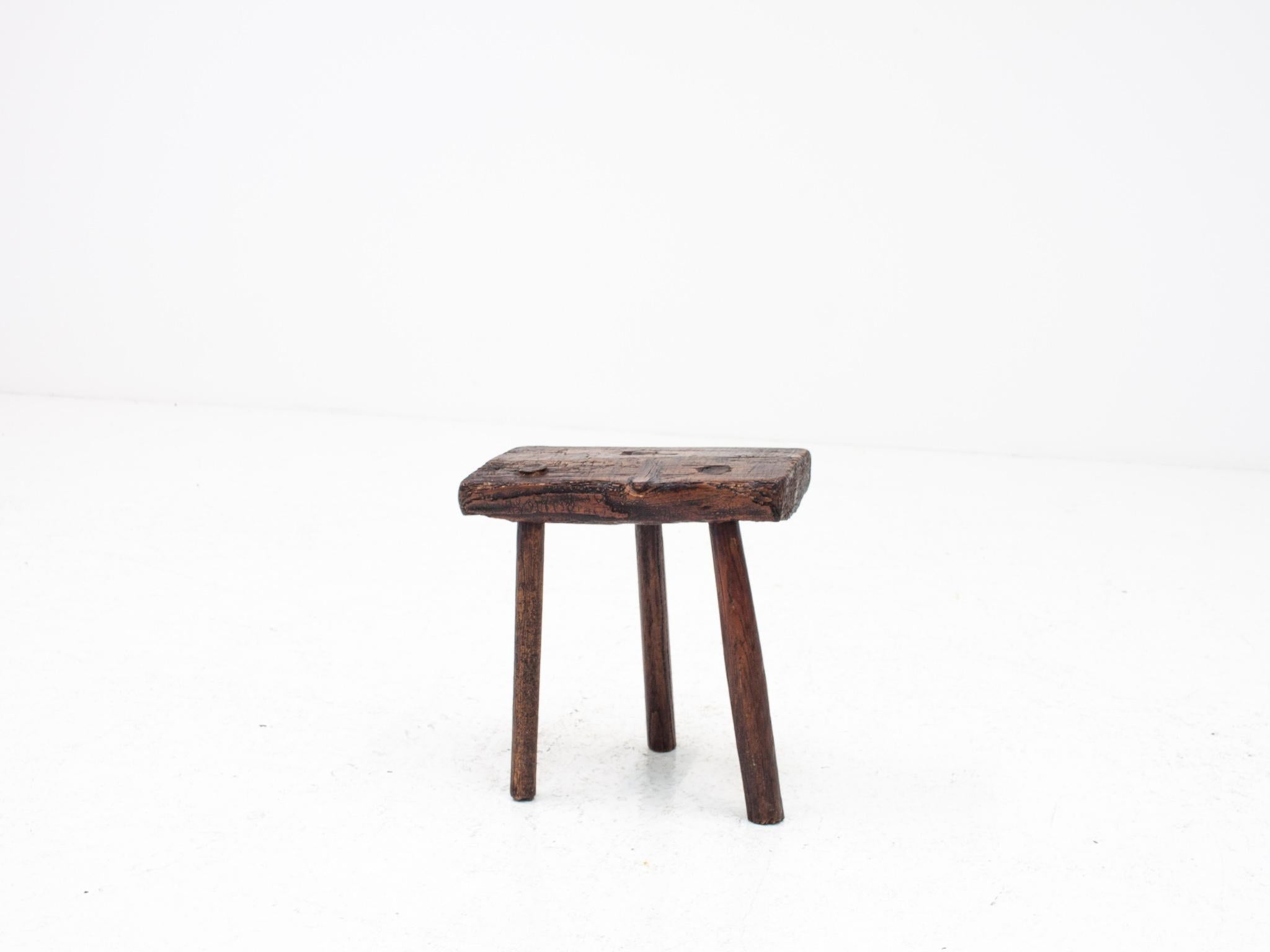 Rustic, Primitive, Wabi Sabi, Naive Vintage Stool, Table, England, c1800s For Sale 9