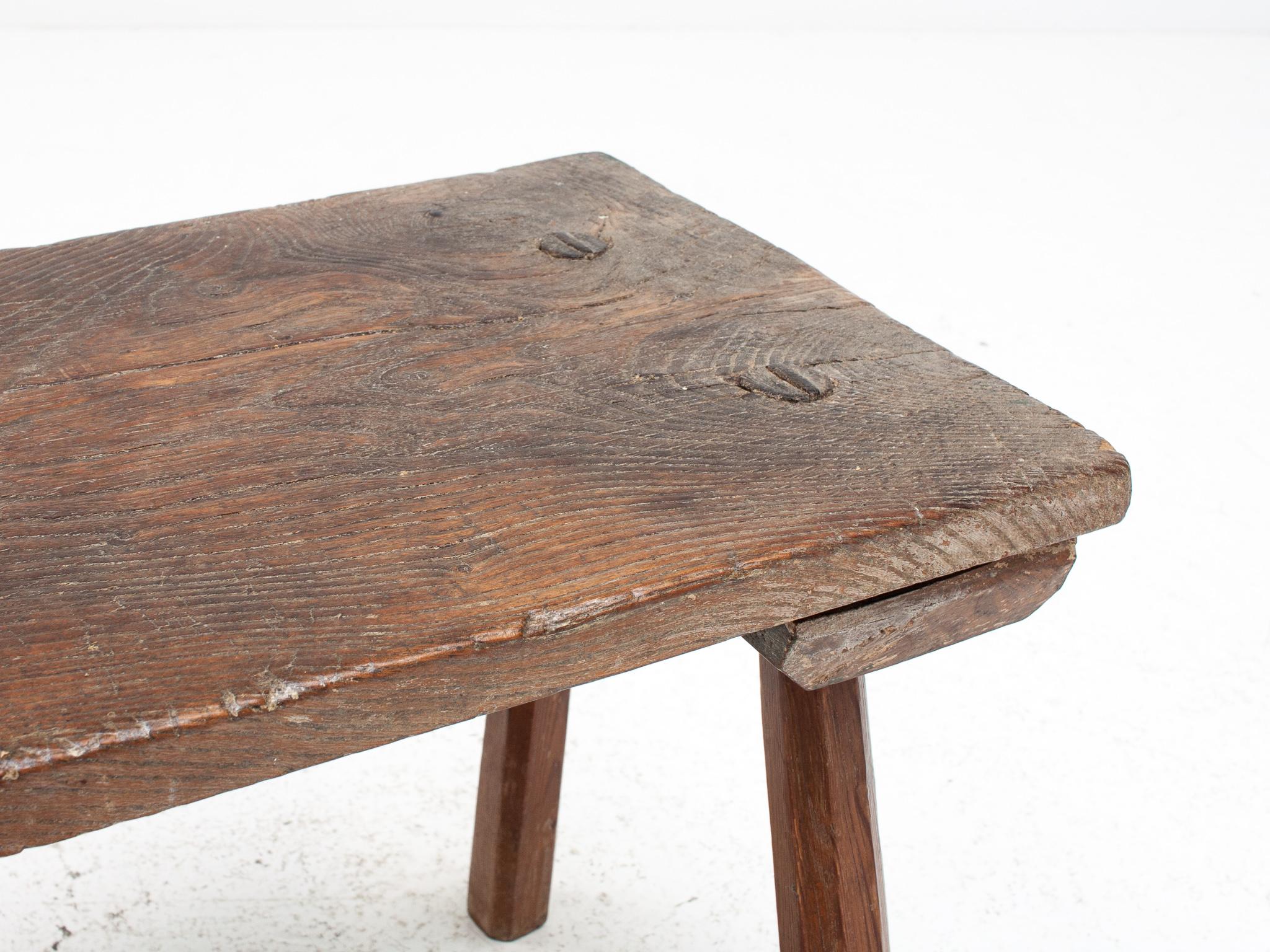 Tabouret rustique, primitif, Wabi Sabi, naïf, table, Angleterre, années 1800 en vente 9