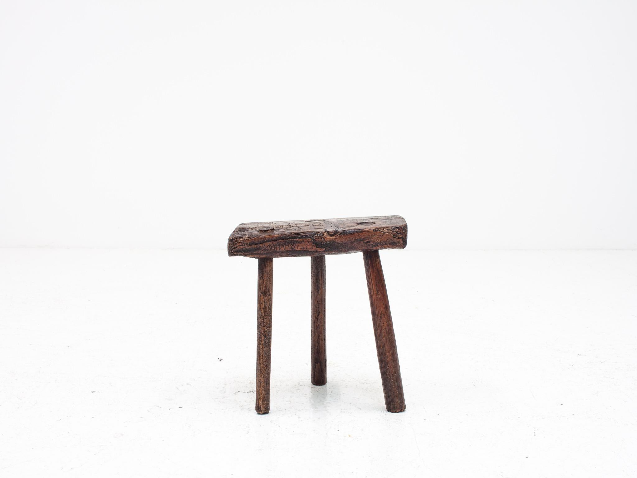 Rustic, Primitive, Wabi Sabi, Naive Vintage Stool, Table, England, c1800s For Sale 13