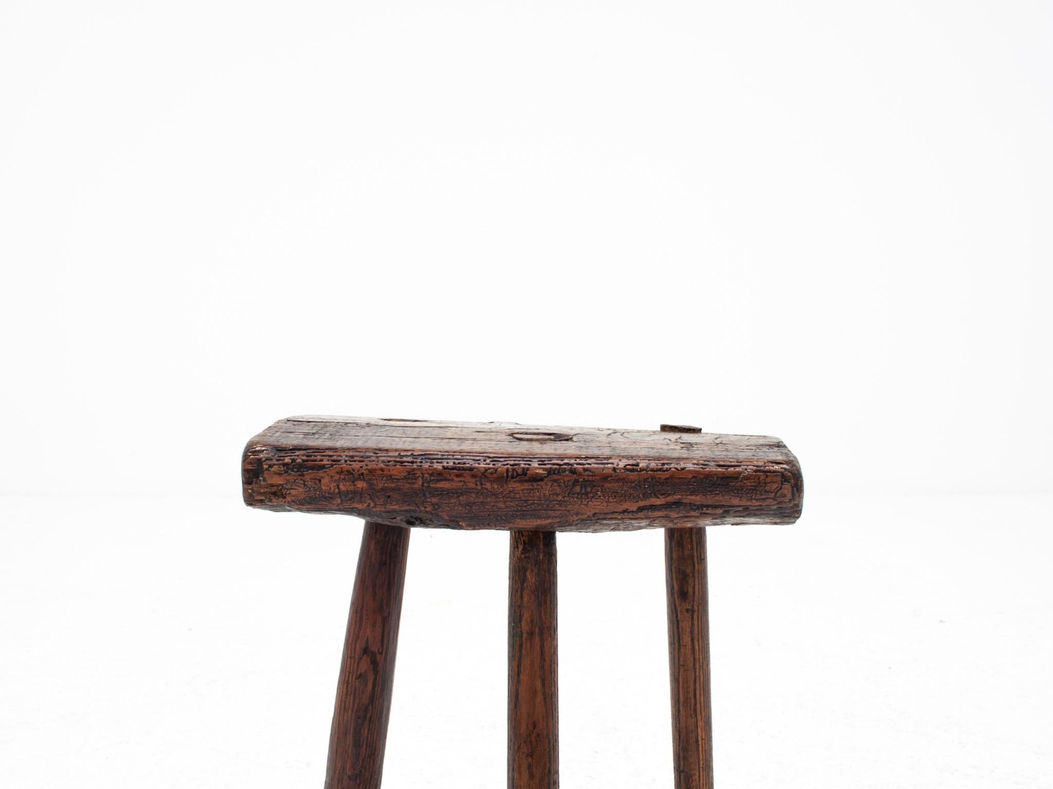 British Rustic, Primitive, Wabi Sabi, Naive Vintage Stool, Table, England, c1800s For Sale