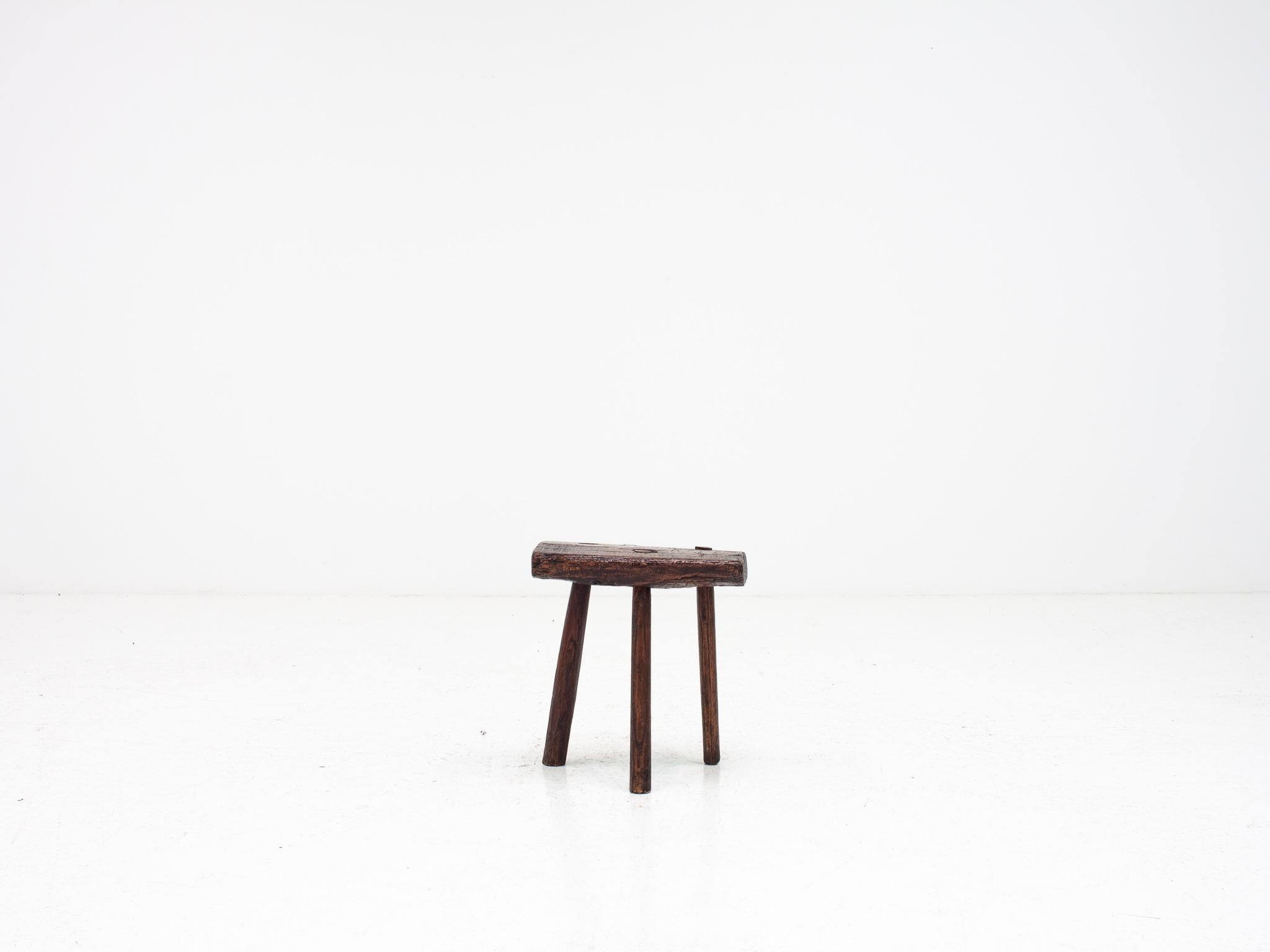 Wood Rustic, Primitive, Wabi Sabi, Naive Vintage Stool, Table, England, c1800s For Sale
