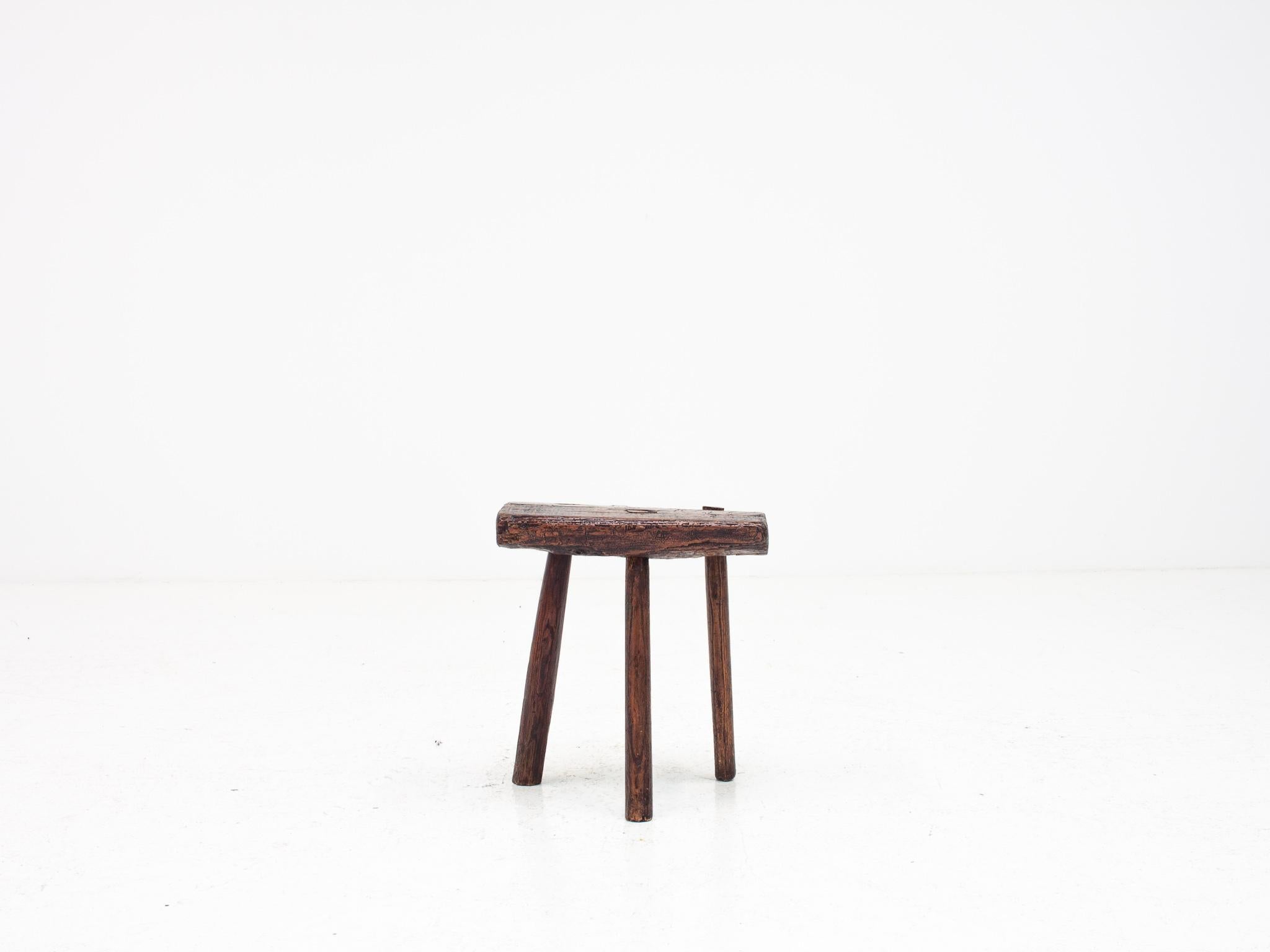 Rustic, Primitive, Wabi Sabi, Naive Vintage Stool, Table, England, c1800s For Sale 1