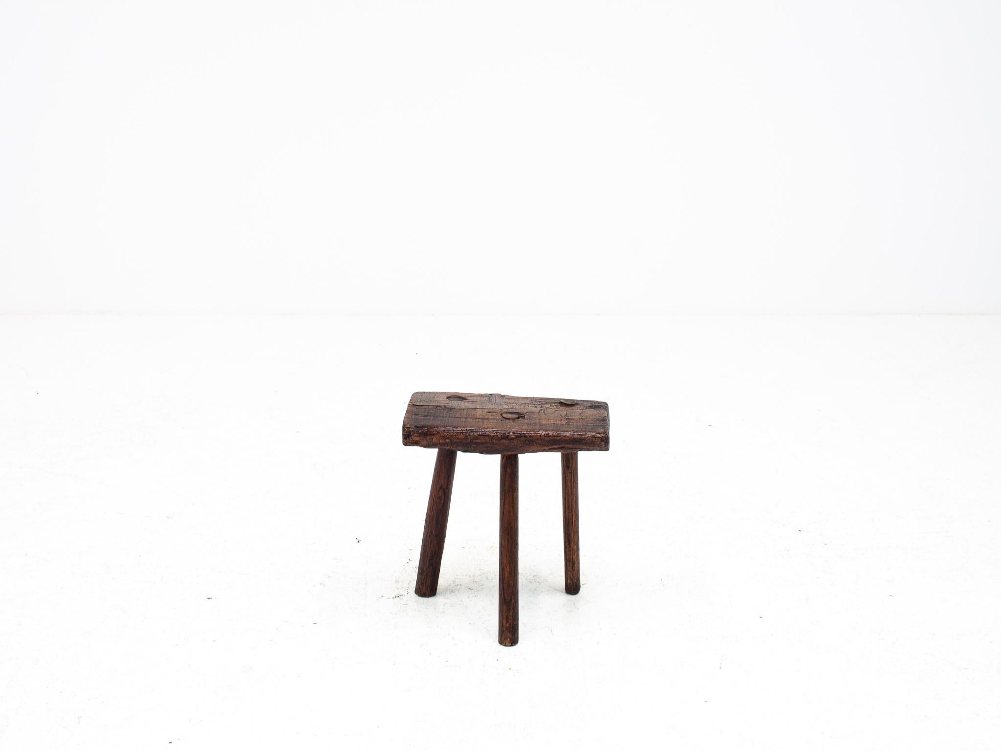 Rustic, Primitive, Wabi Sabi, Naive Vintage Stool, Table, England, c1800s For Sale 2