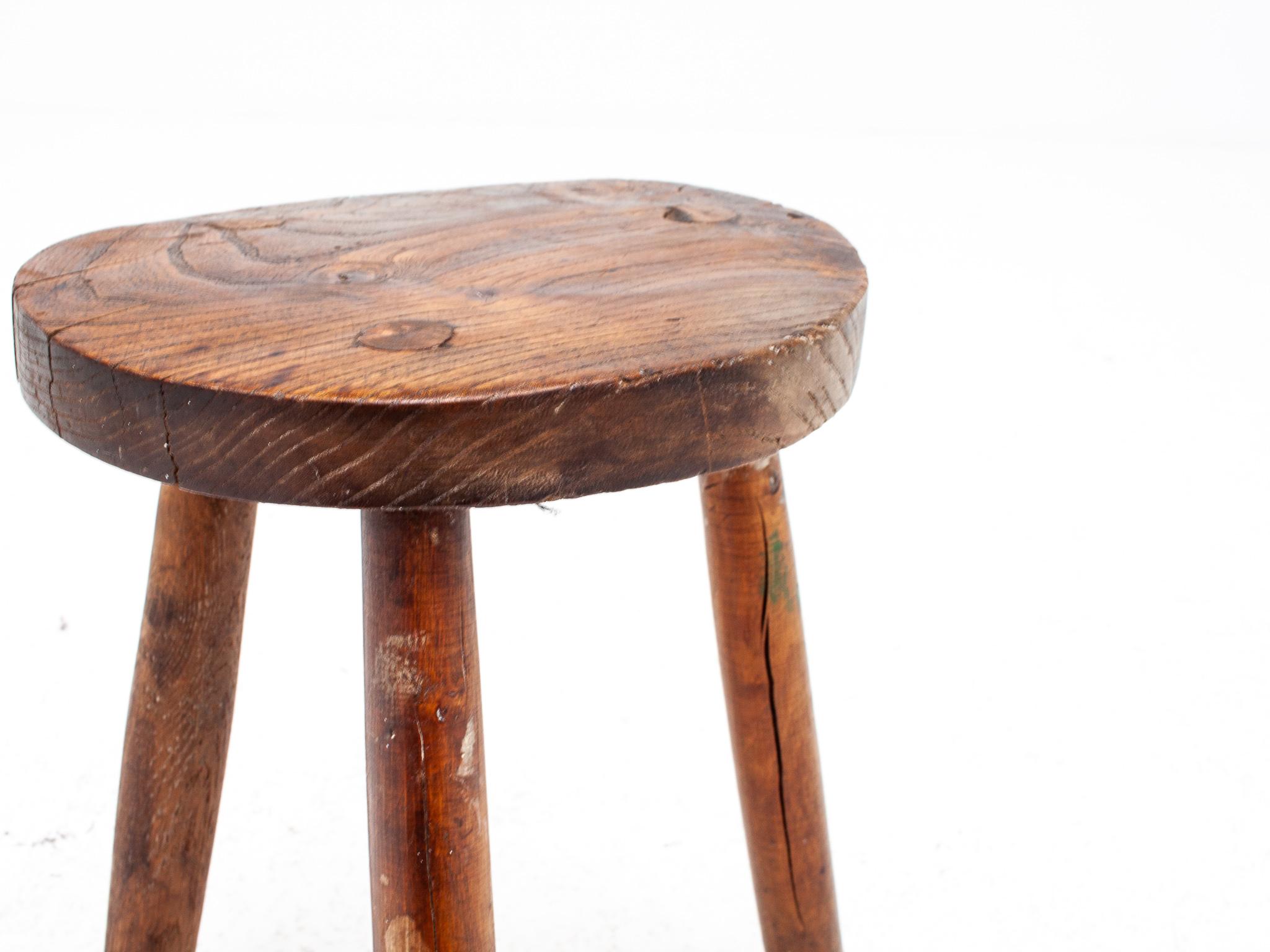 Rustic, Primitive, Wabi Sabi, Naive Vintage Stool, Table, English, c1900s 6