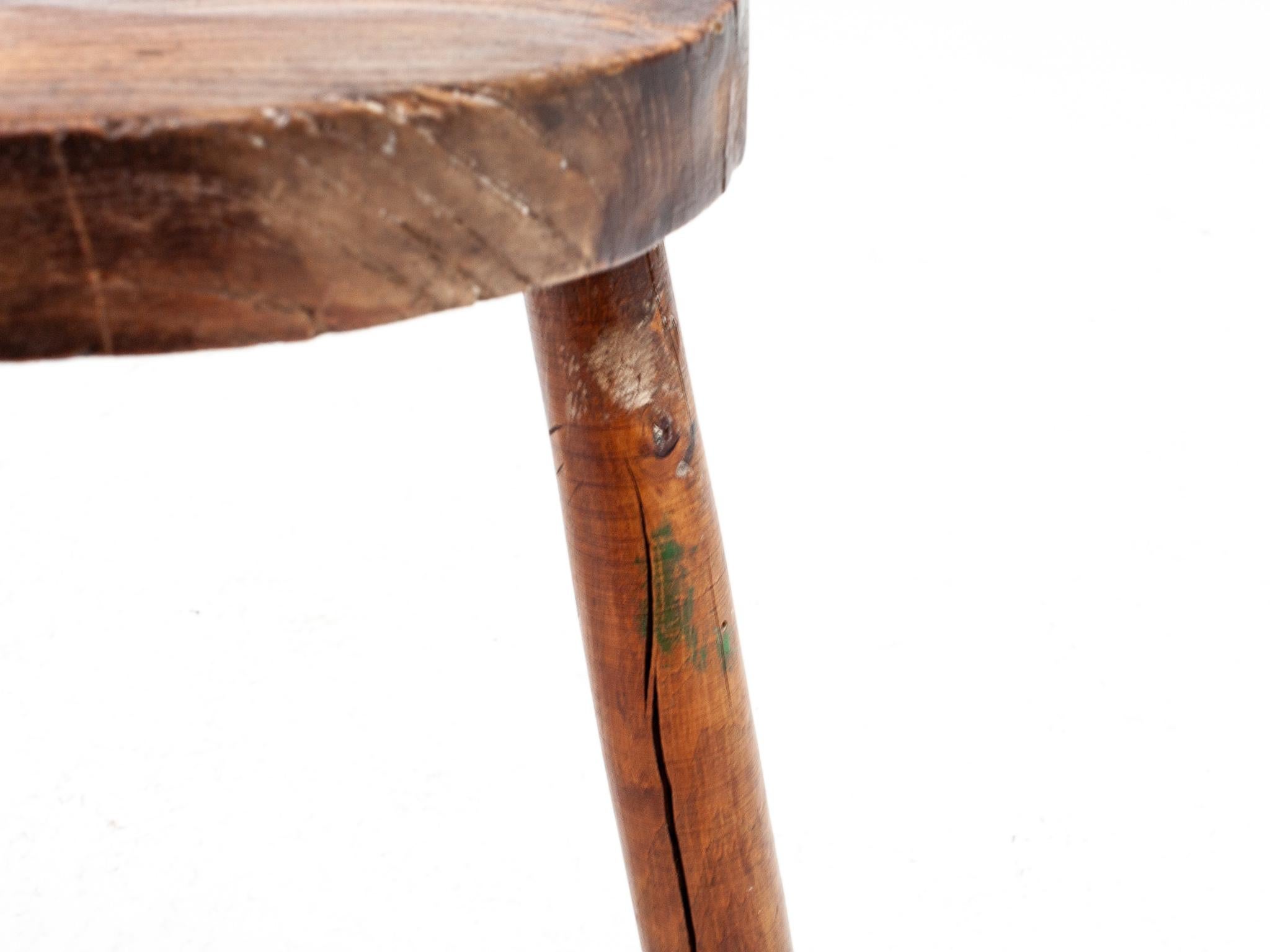 Rustic, Primitive, Wabi Sabi, Naive Vintage Stool, Table, English, c1900s 7