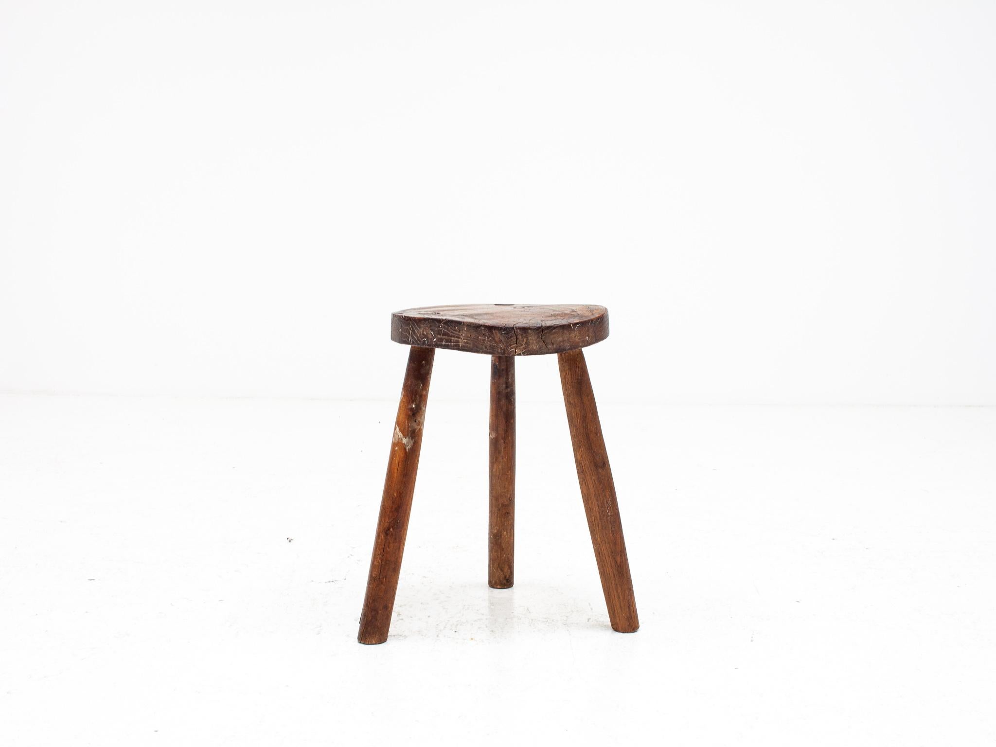 Rustic, Primitive, Wabi Sabi, Naive Vintage Stool, Table, English, c1900s 9