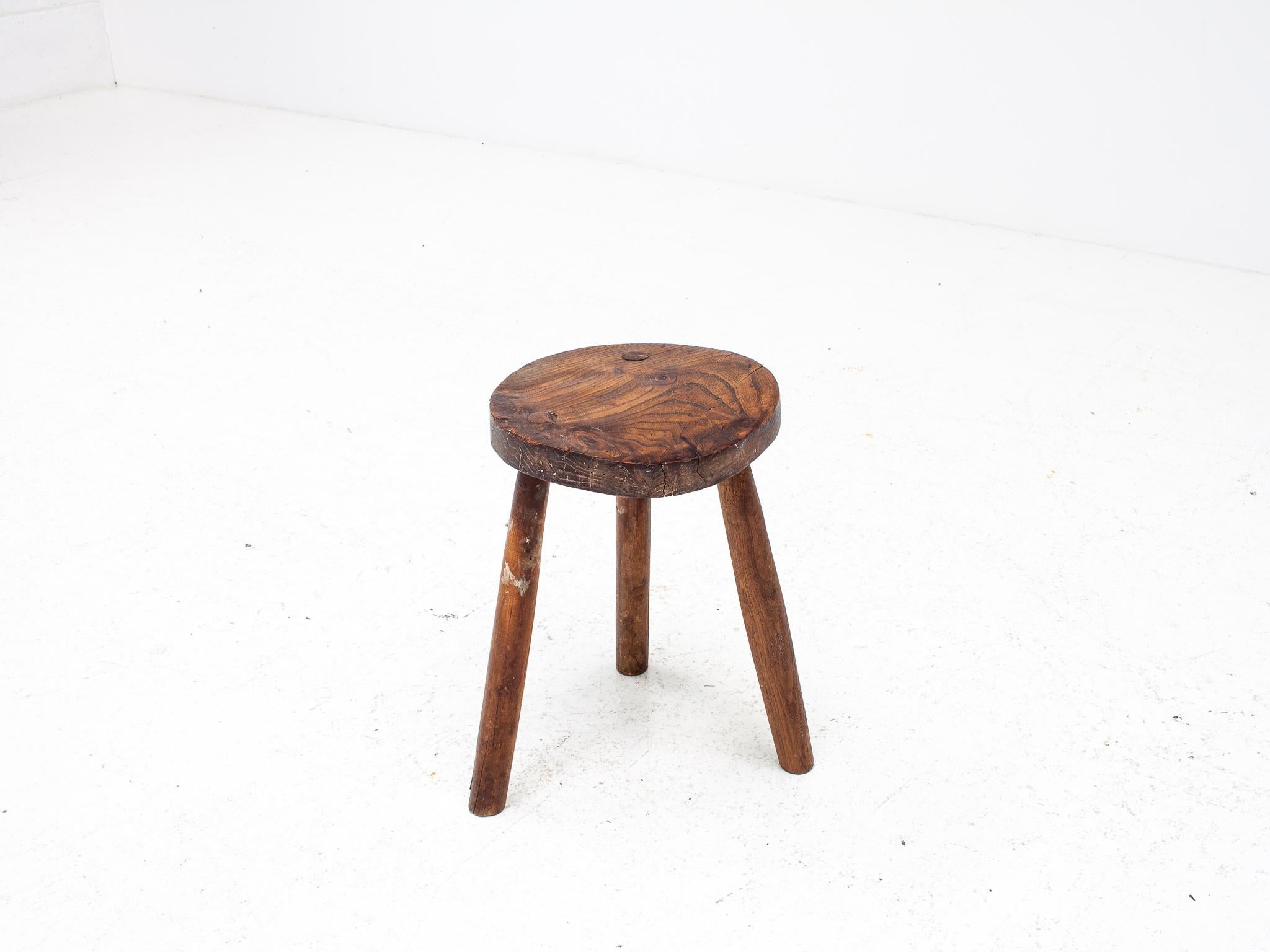 Rustic, Primitive, Wabi Sabi, Naive Vintage Stool, Table, English, c1900s 10