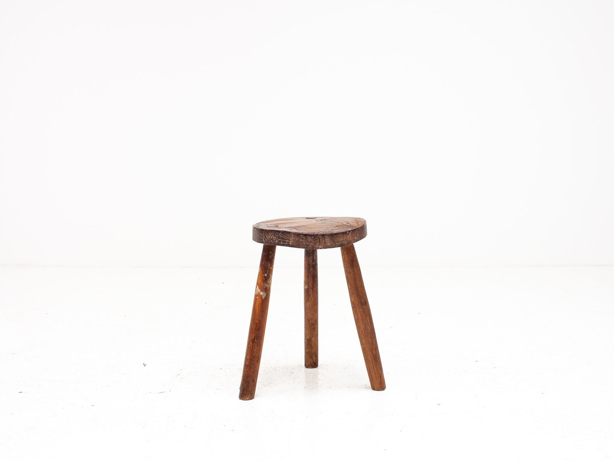 Early 20th Century Rustic, Primitive, Wabi Sabi, Naive Vintage Stool, Table, English, c1900s