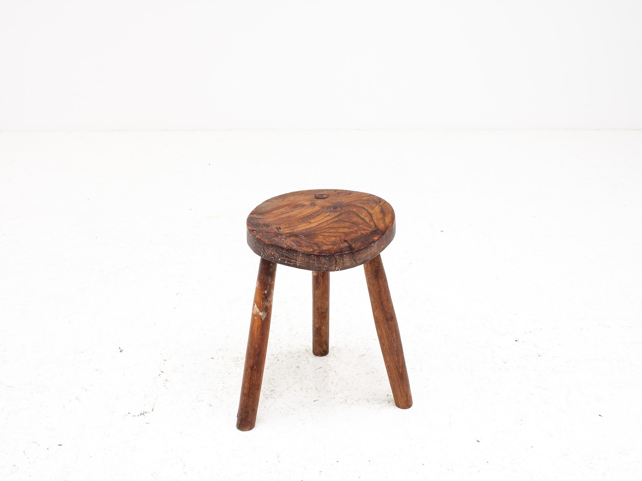 Wood Rustic, Primitive, Wabi Sabi, Naive Vintage Stool, Table, English, c1900s