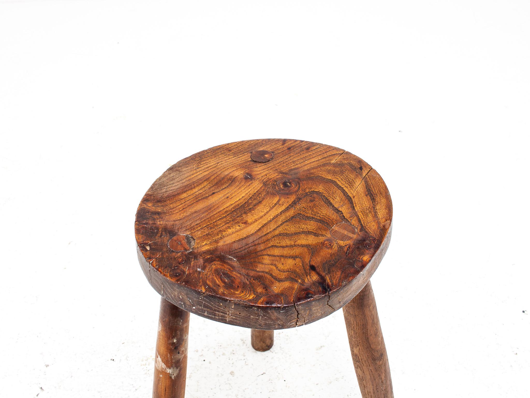 Rustic, Primitive, Wabi Sabi, Naive Vintage Stool, Table, English, c1900s 1