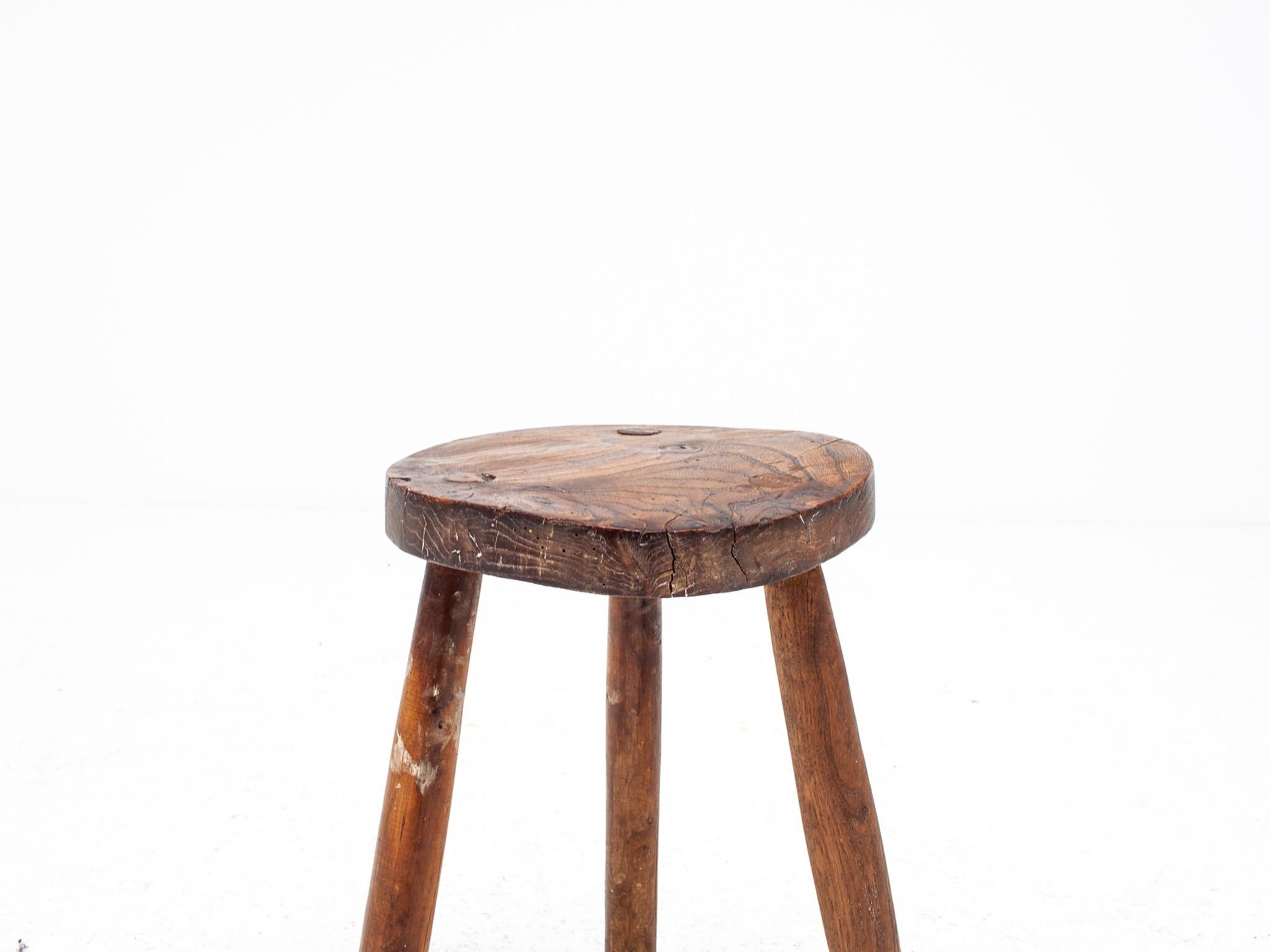 Rustic, Primitive, Wabi Sabi, Naive Vintage Stool, Table, English, c1900s 2