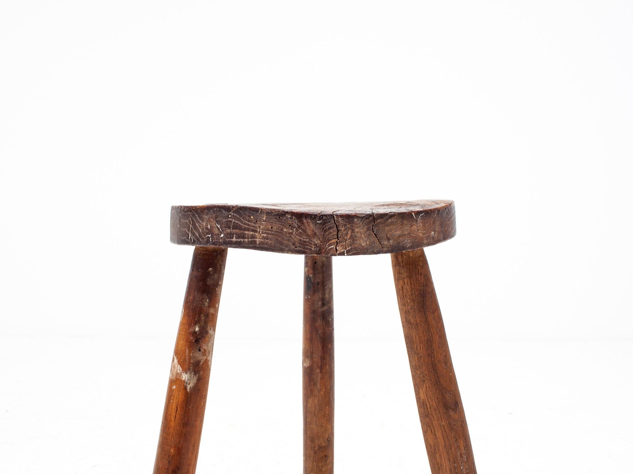 Rustic, Primitive, Wabi Sabi, Naive Vintage Stool, Table, English, c1900s 3