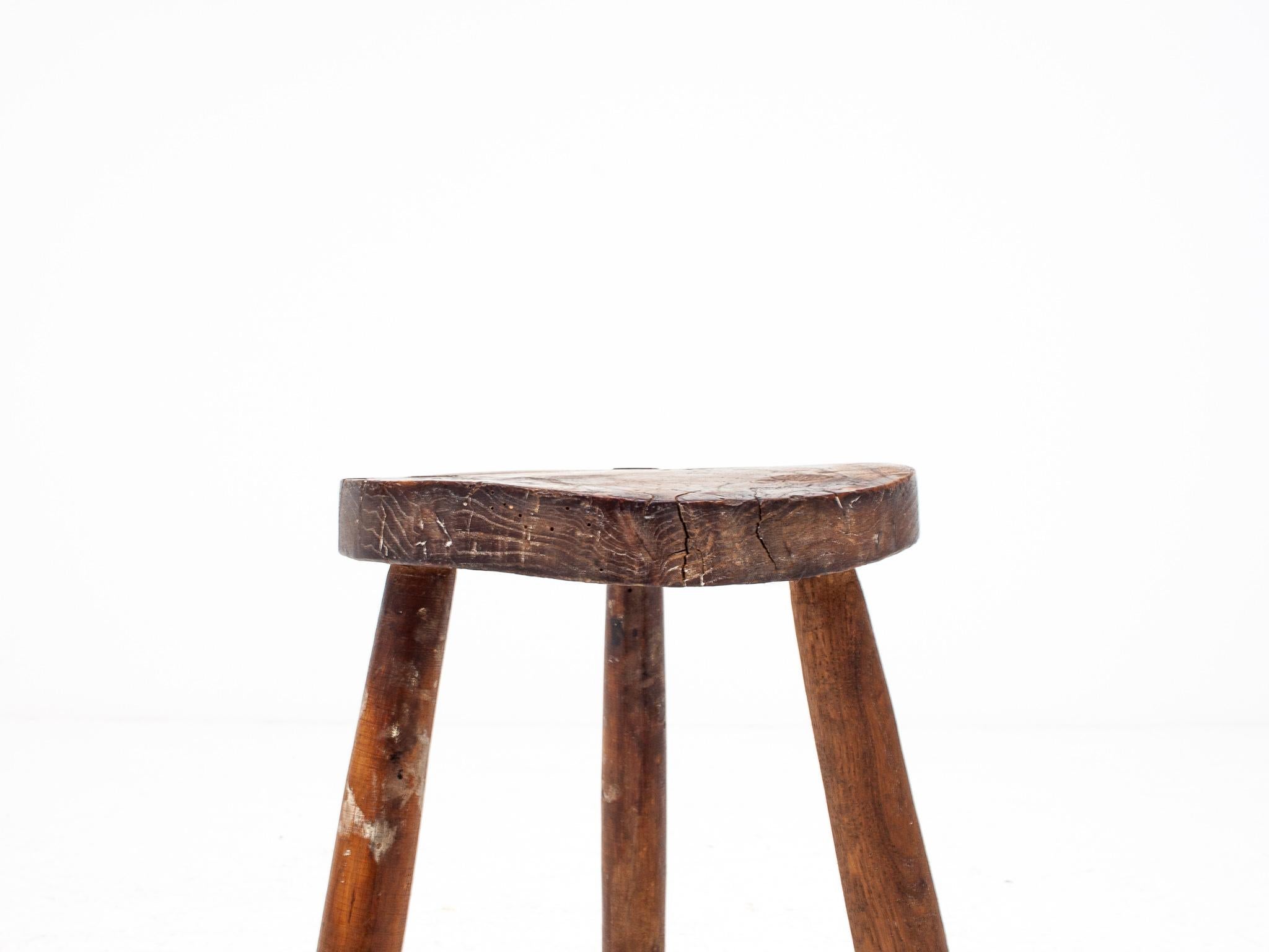 Rustic, Primitive, Wabi Sabi, Naive Vintage Stool, Table, English, c1900s 4