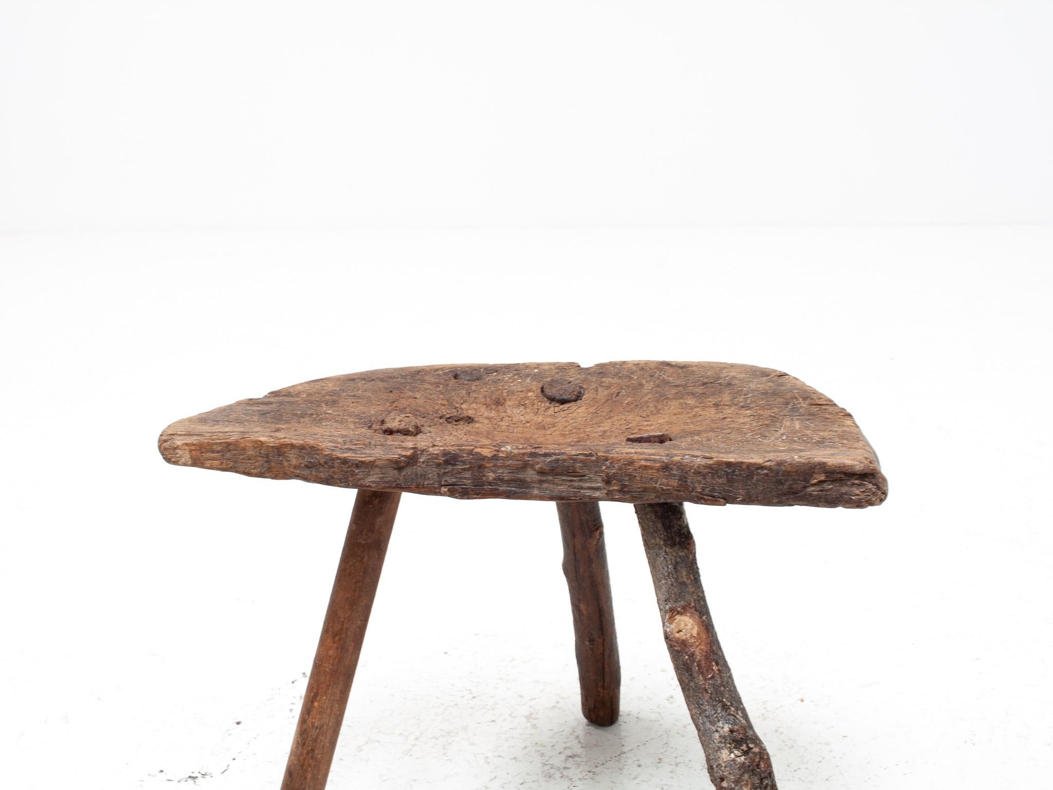 Rustic, Primitive, Wabi Sabi, Naive Vintage Stool, Table, Italy, c1800s For Sale 2