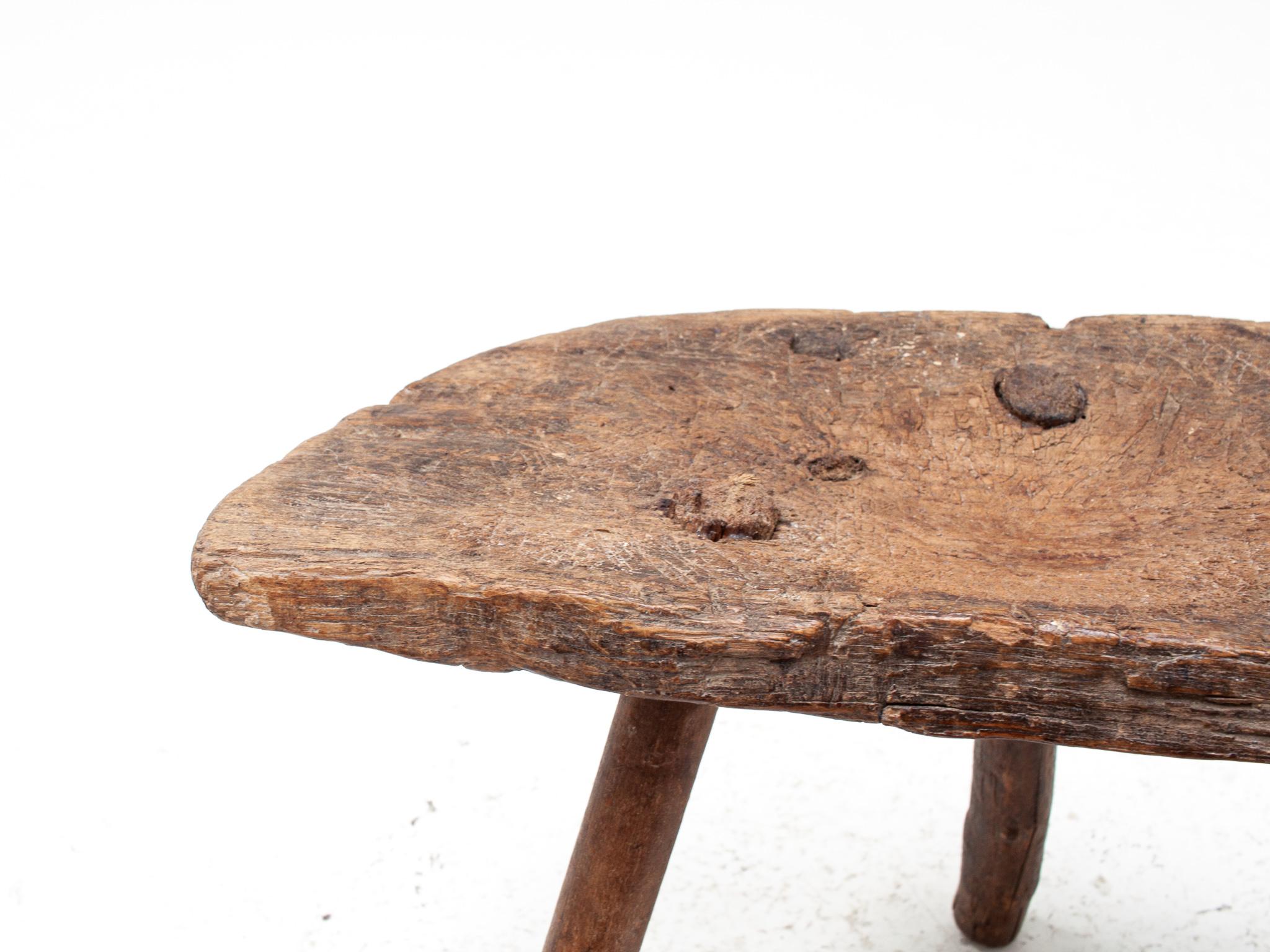 Rustic, Primitive, Wabi Sabi, Naive Vintage Stool, Table, Italy, c1800s For Sale 3