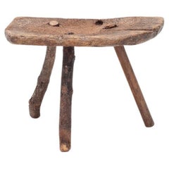 Rustic, Primitive, Wabi Sabi, Naive Vintage Stool, Table, Italy, c1800s