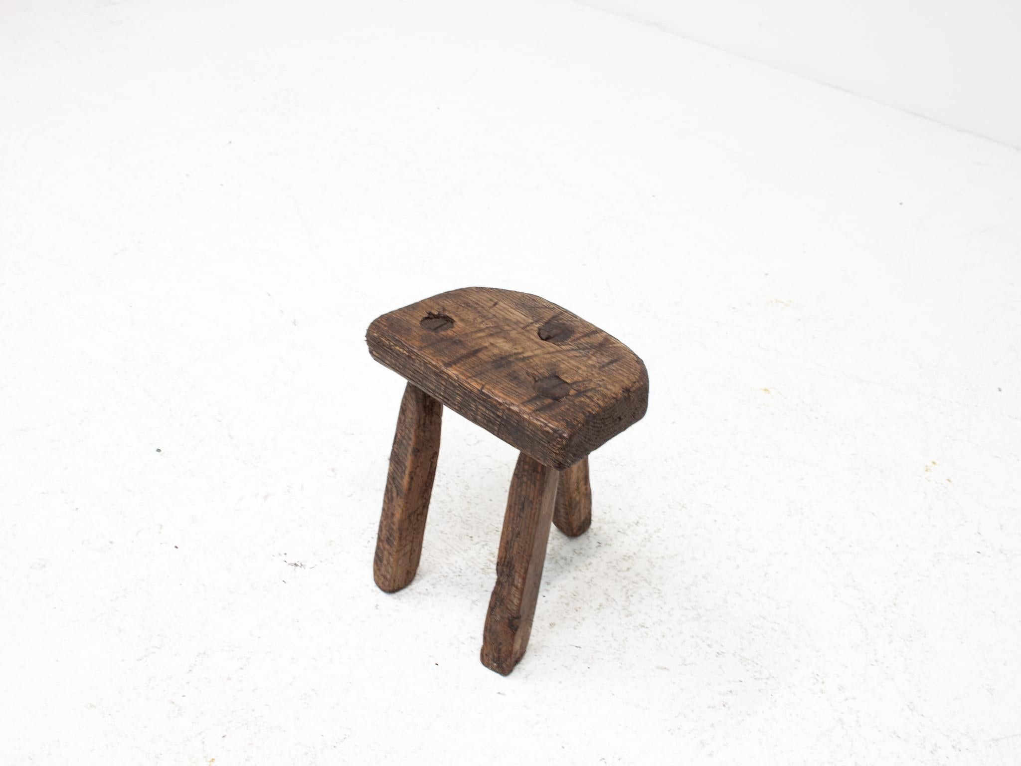 Rustic, Primitive, Wabi Sabi, Naive Vintage Stool, Table, Welsh, c1900s For Sale 5