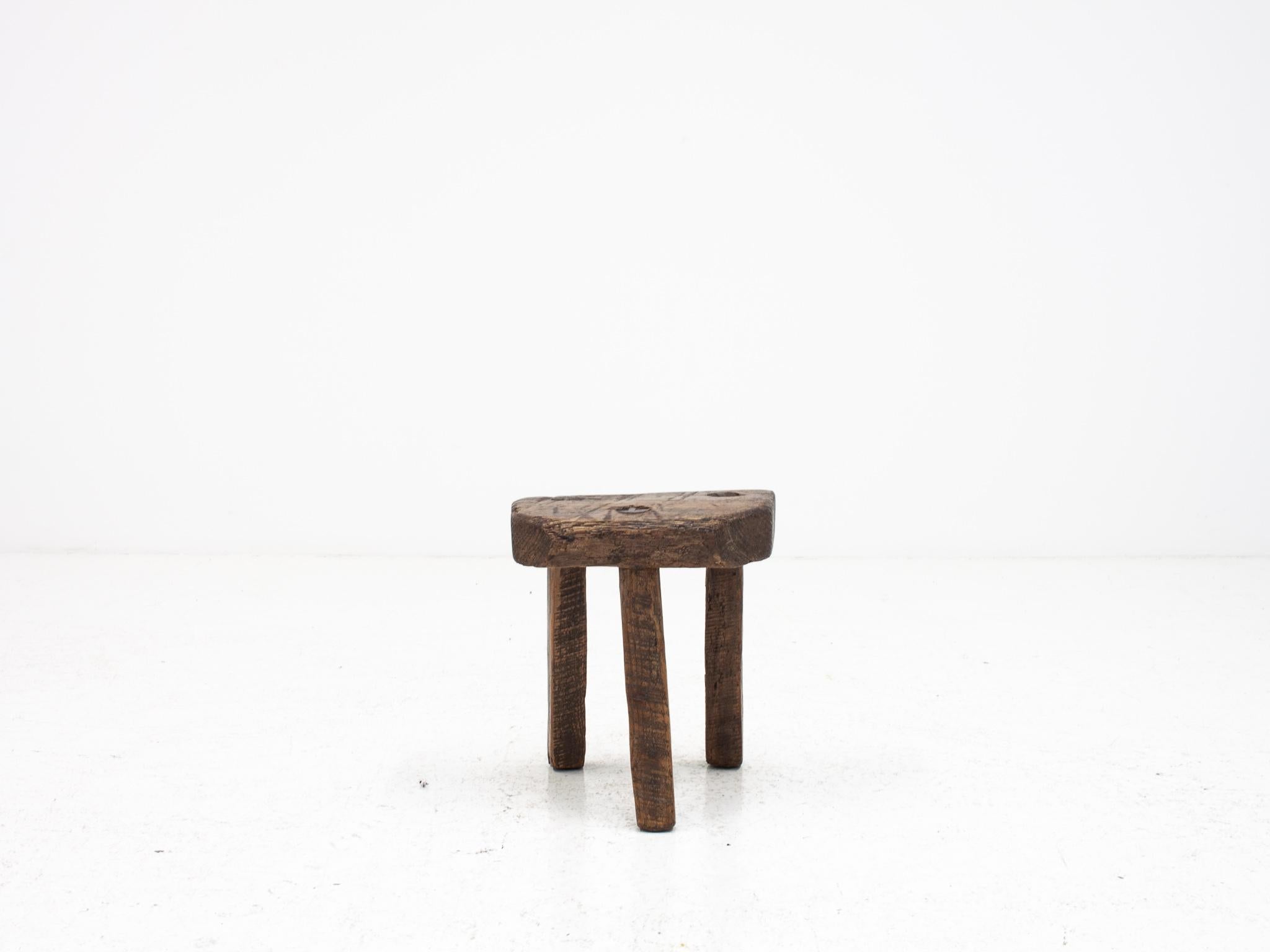 Rustic, Primitive, Wabi Sabi, Naive Vintage Stool, Table, Welsh, c1900s For Sale 6
