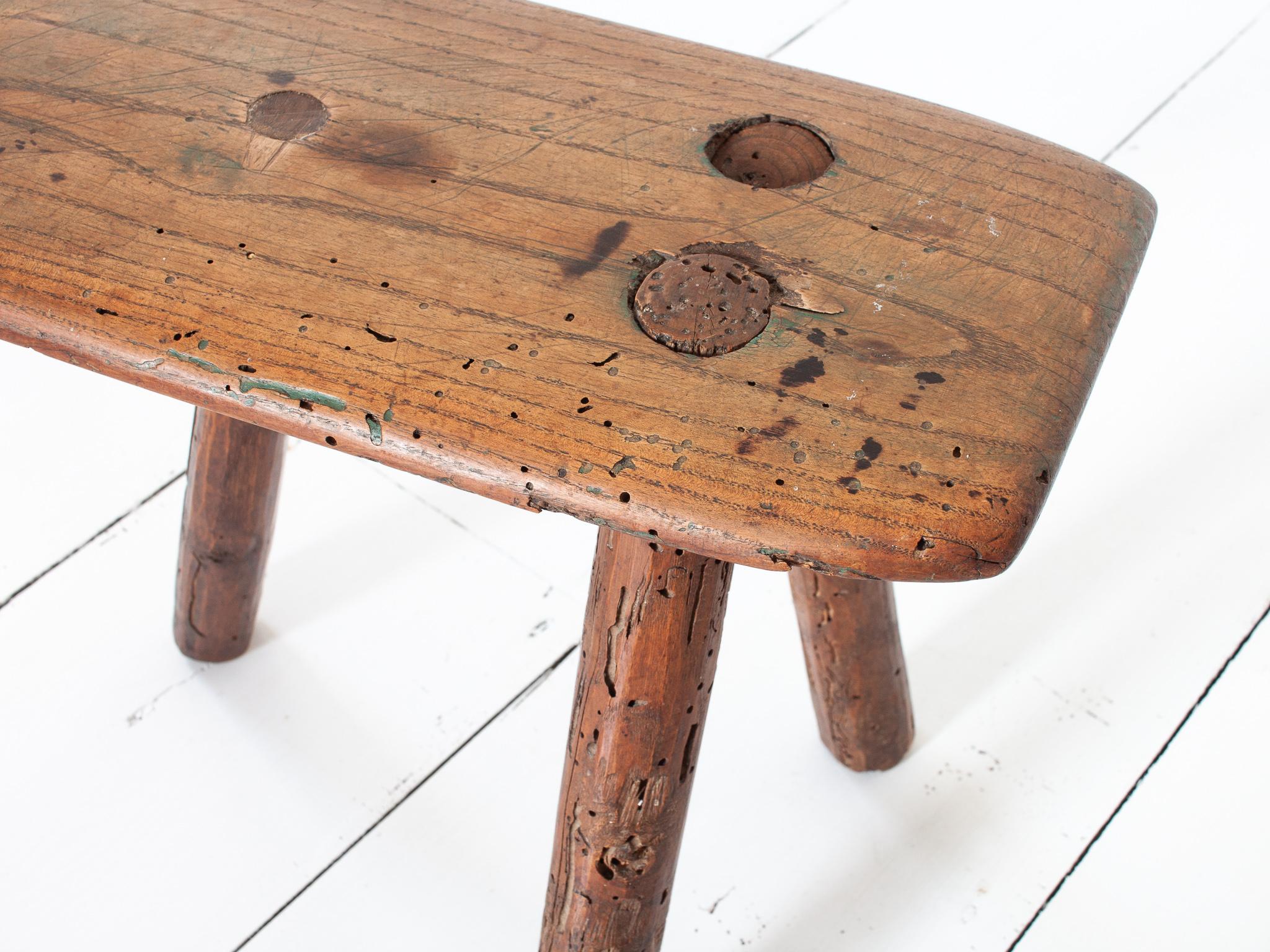 Tabouret/table rustique, primitif, WabiSabi, ancien et naïf, Angleterre, c19e siècle en vente 4