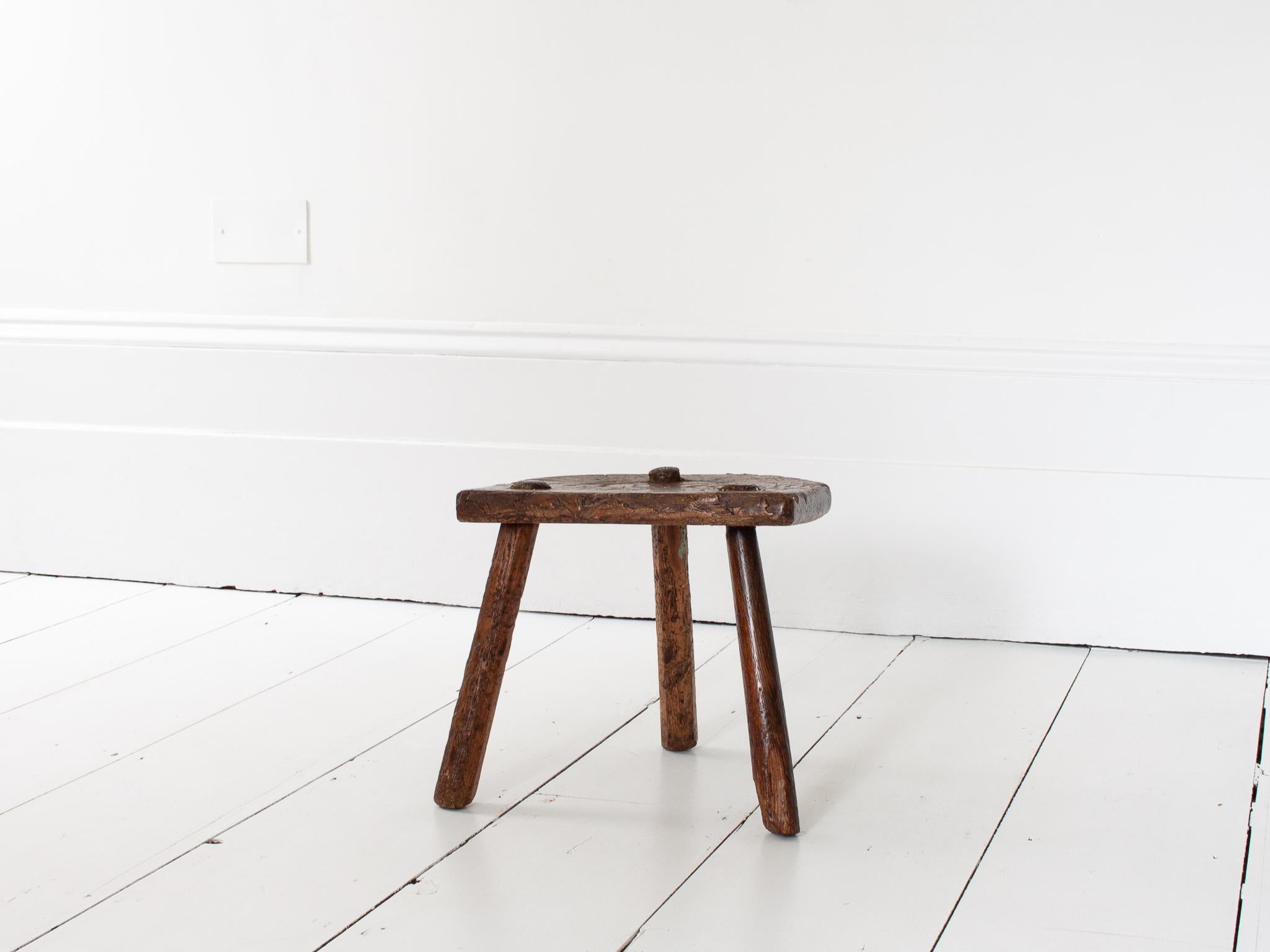 British Rustic, Primitive, WabiSabi, Antique, Naive Stool/Table, England, c19th Century For Sale
