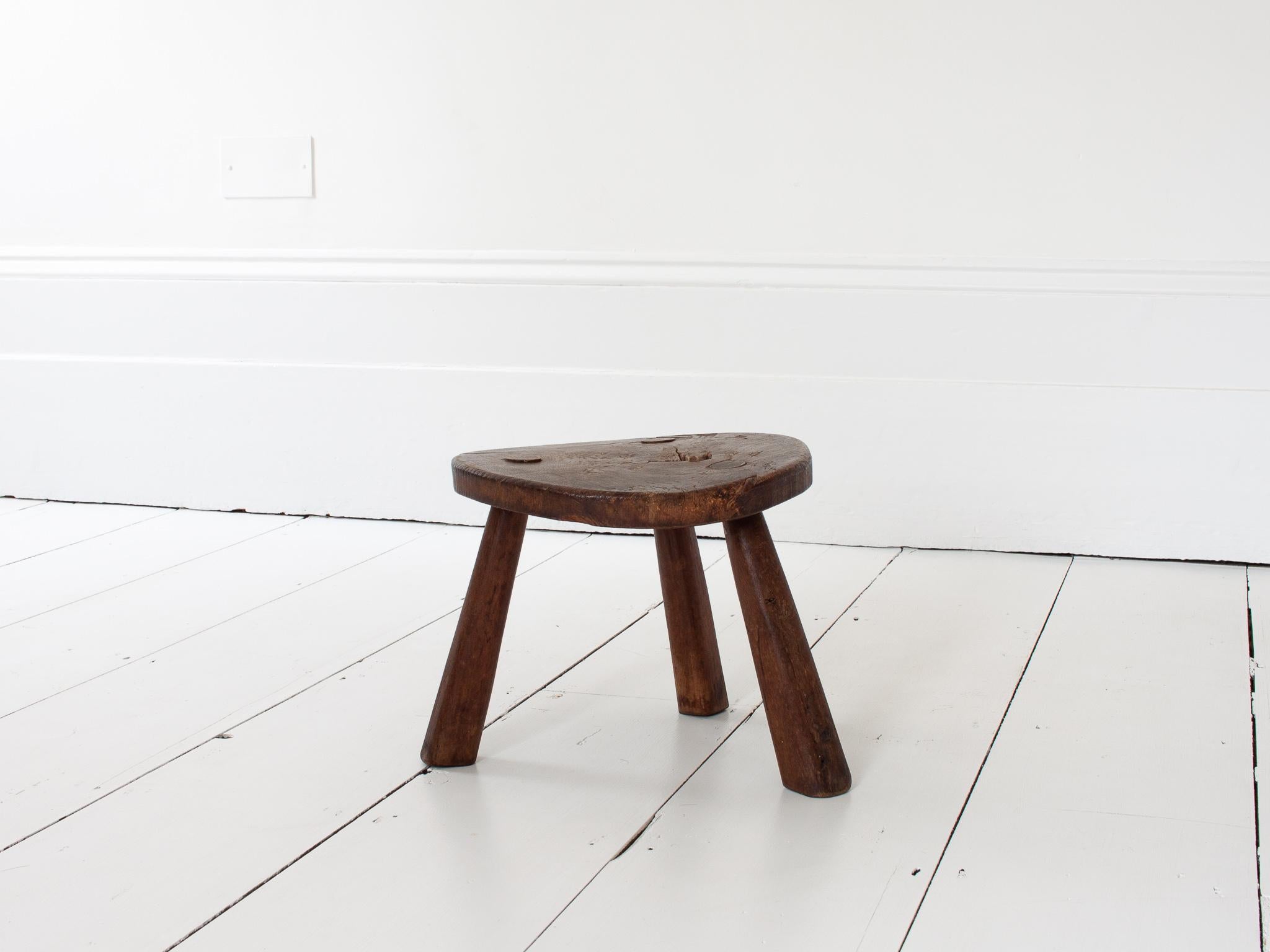Wood Rustic, Primitive, WabiSabi, Antique, Naive Stool/Table, England, c19th Century For Sale