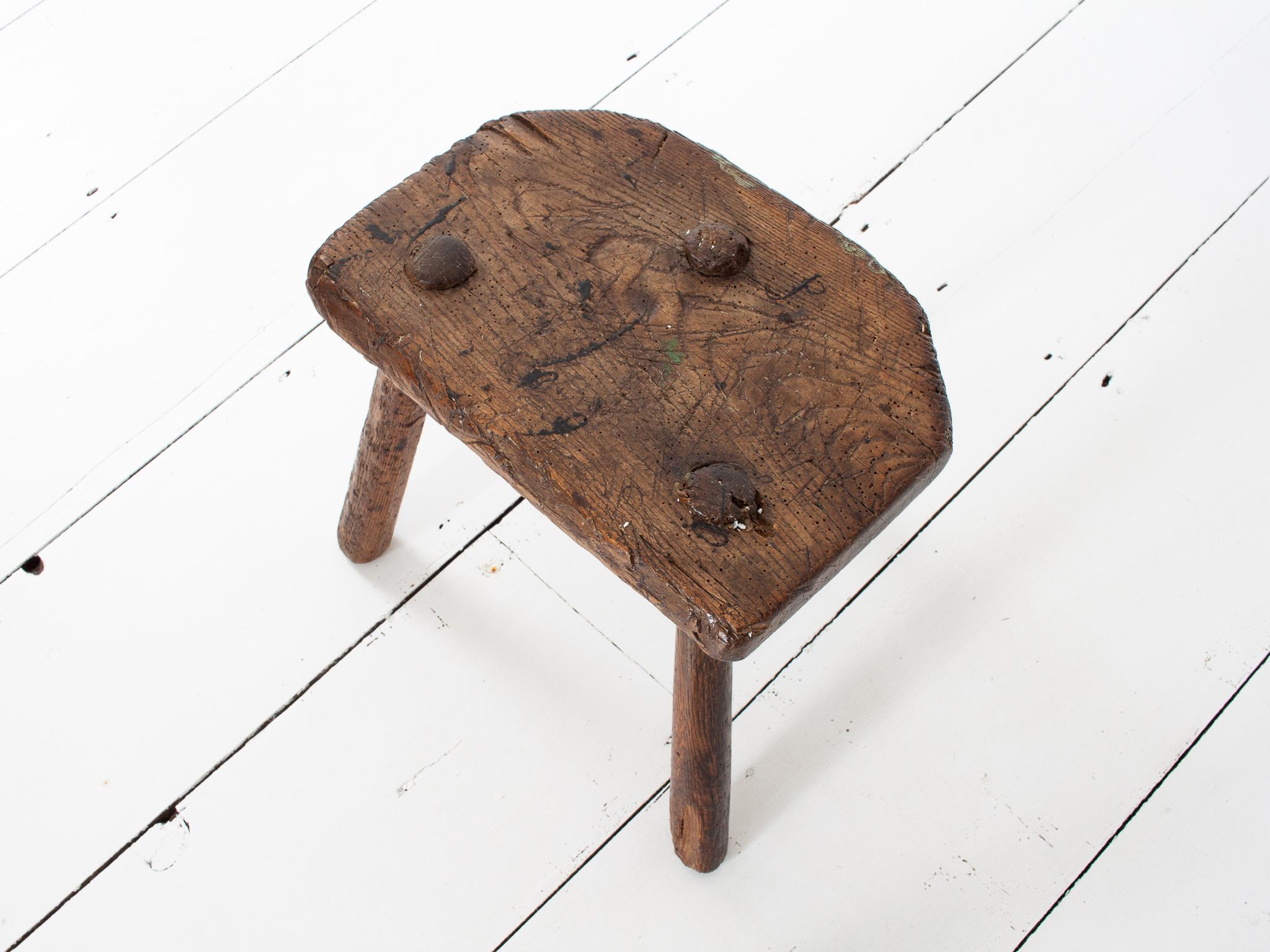 Rustic, Primitive, WabiSabi, Antique, Naive Stool/Table, England, c19th Century For Sale 3