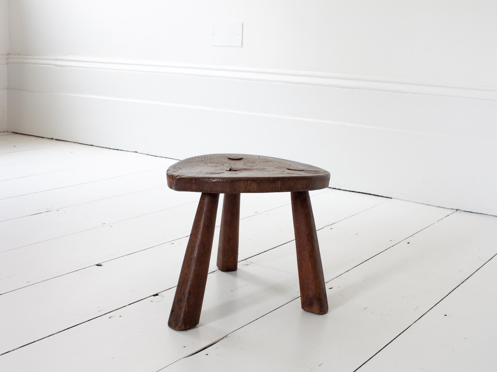 Rustic, Primitive, WabiSabi, Antique, Naive Stool/Table, England, c19th Century For Sale 5