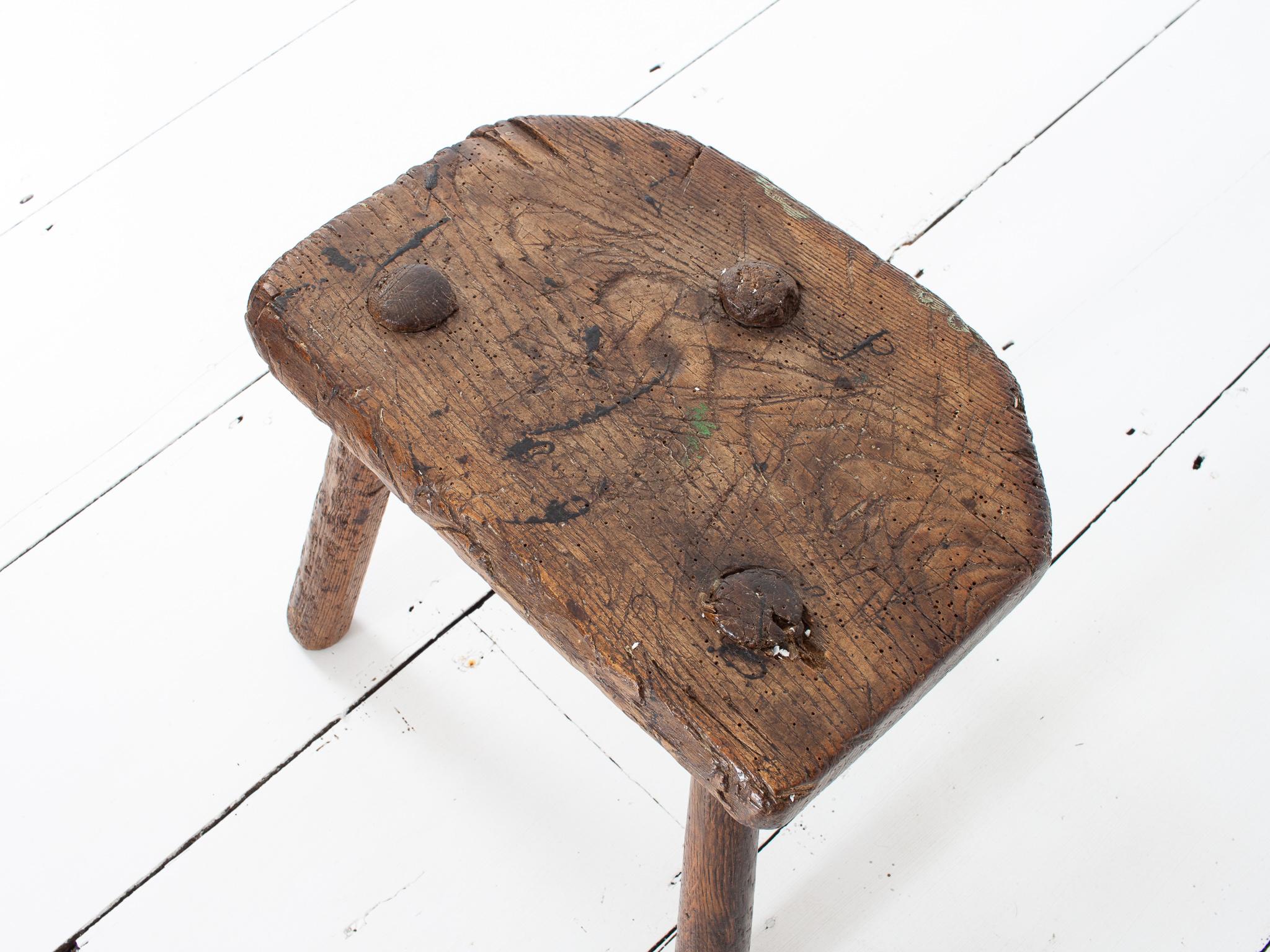 Rustic, Primitive, WabiSabi, Antique, Naive Stool/Table, England, c19th Century For Sale 5