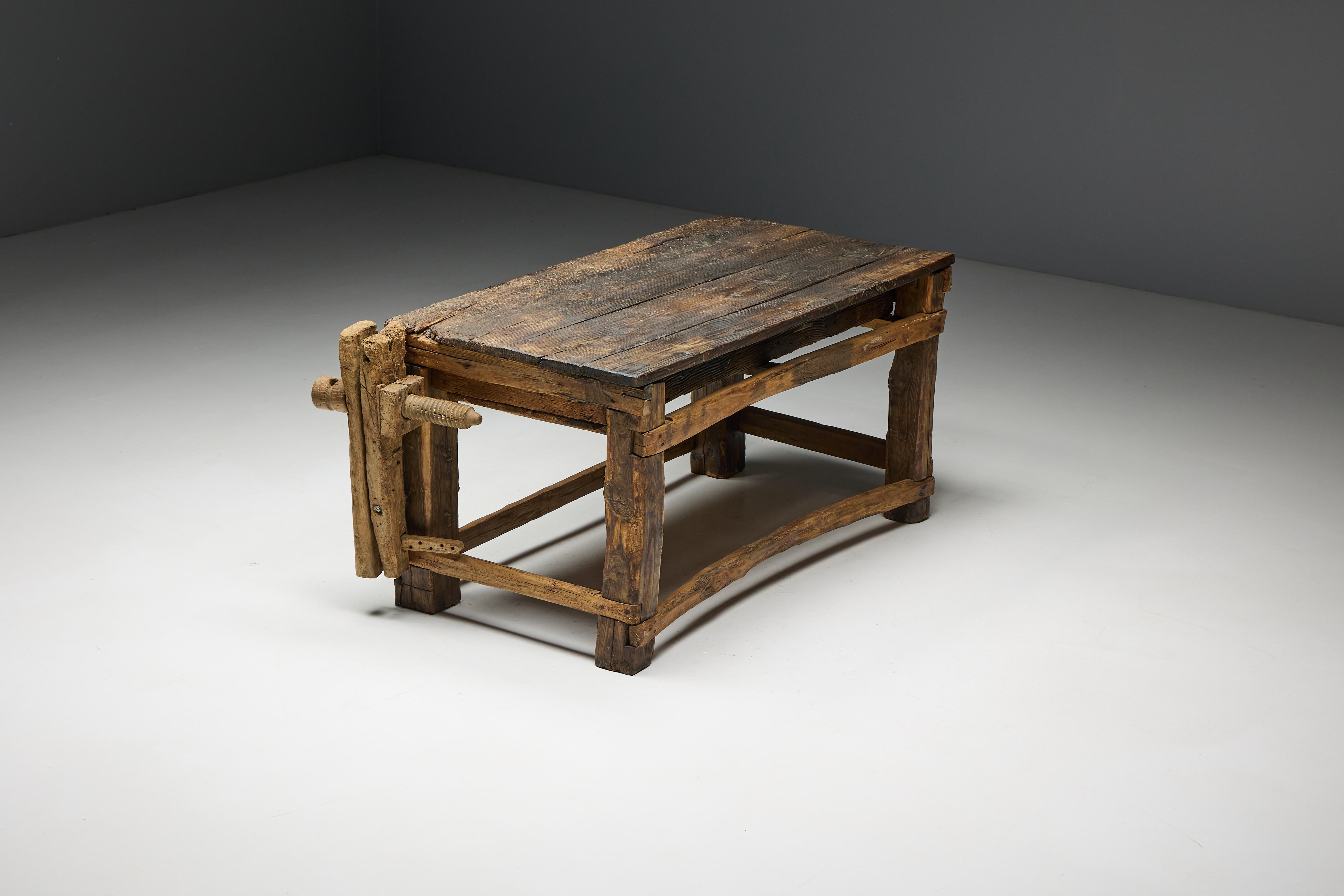 Rustic Primitive Working Bench, France, Early 19th Century For Sale 6