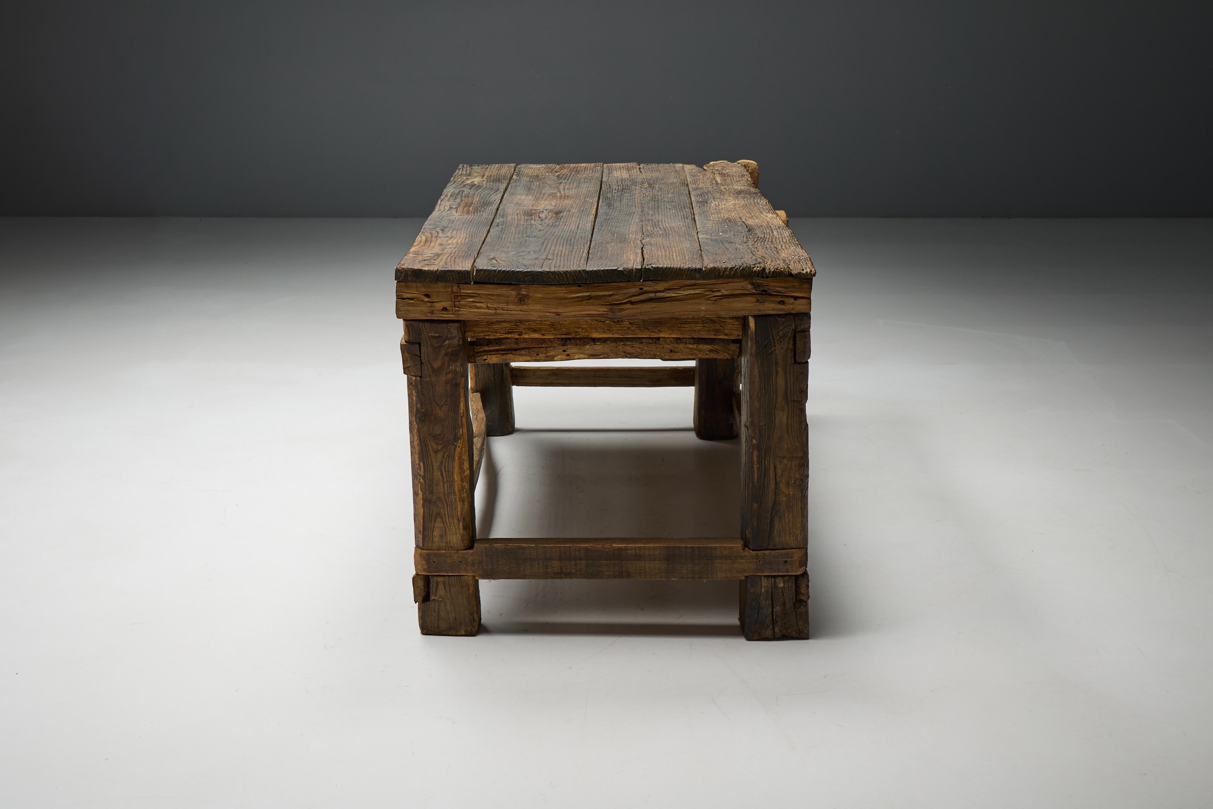 Rustic Primitive Working Bench, France, Early 19th Century For Sale 9