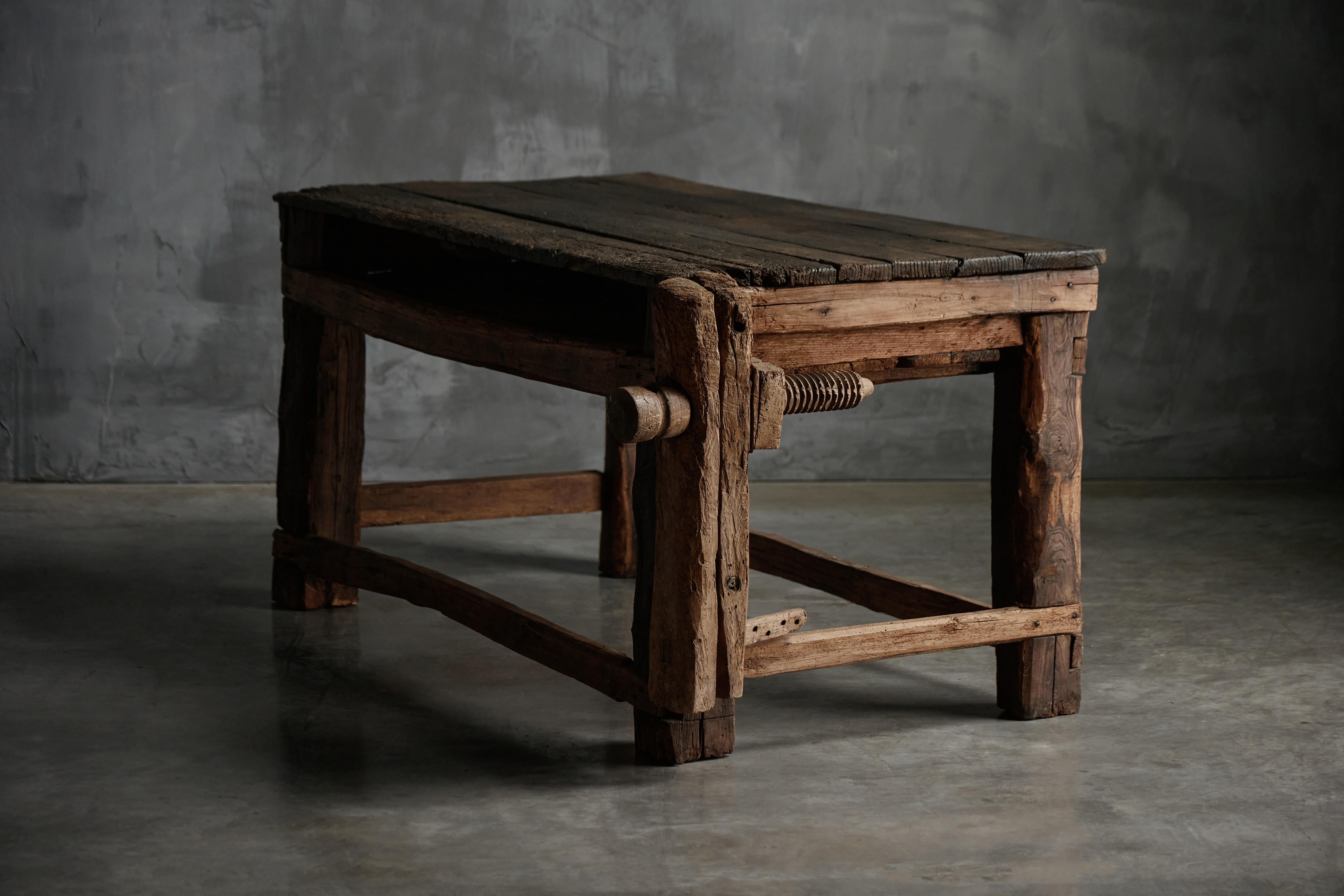 French Rustic Primitive Working Bench, France, Early 19th Century For Sale