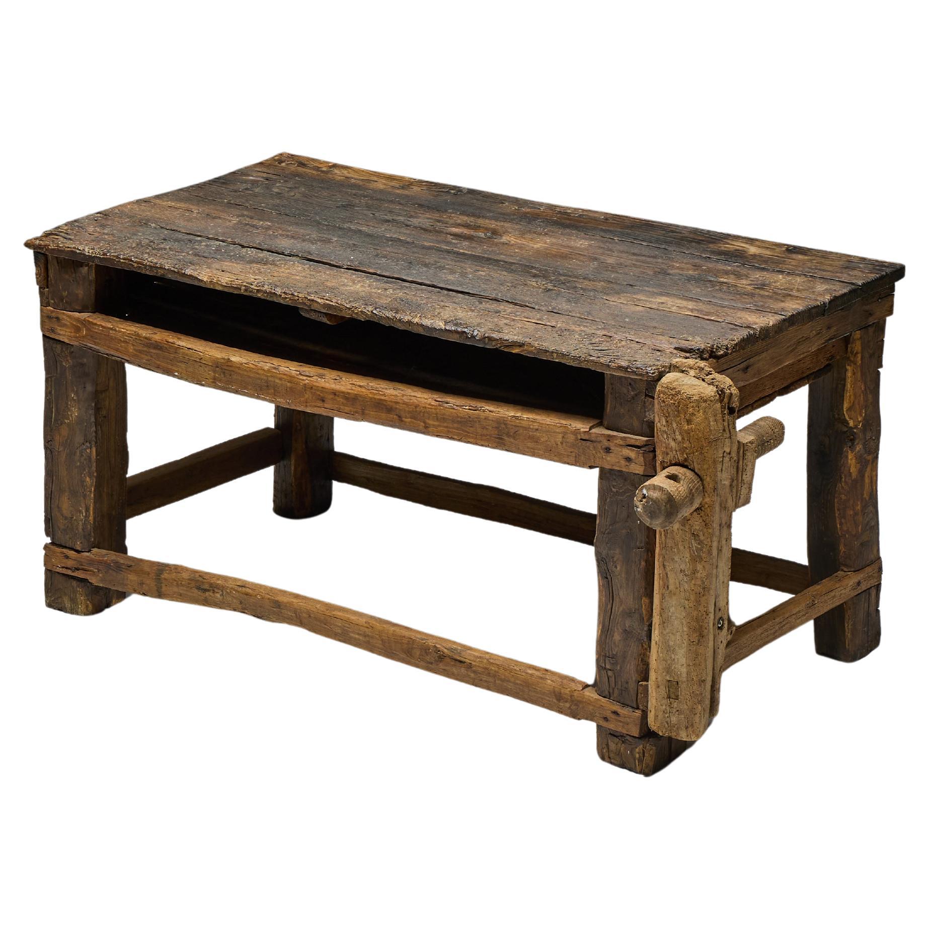 Rustic Primitive Working Bench, France, Early 19th Century For Sale