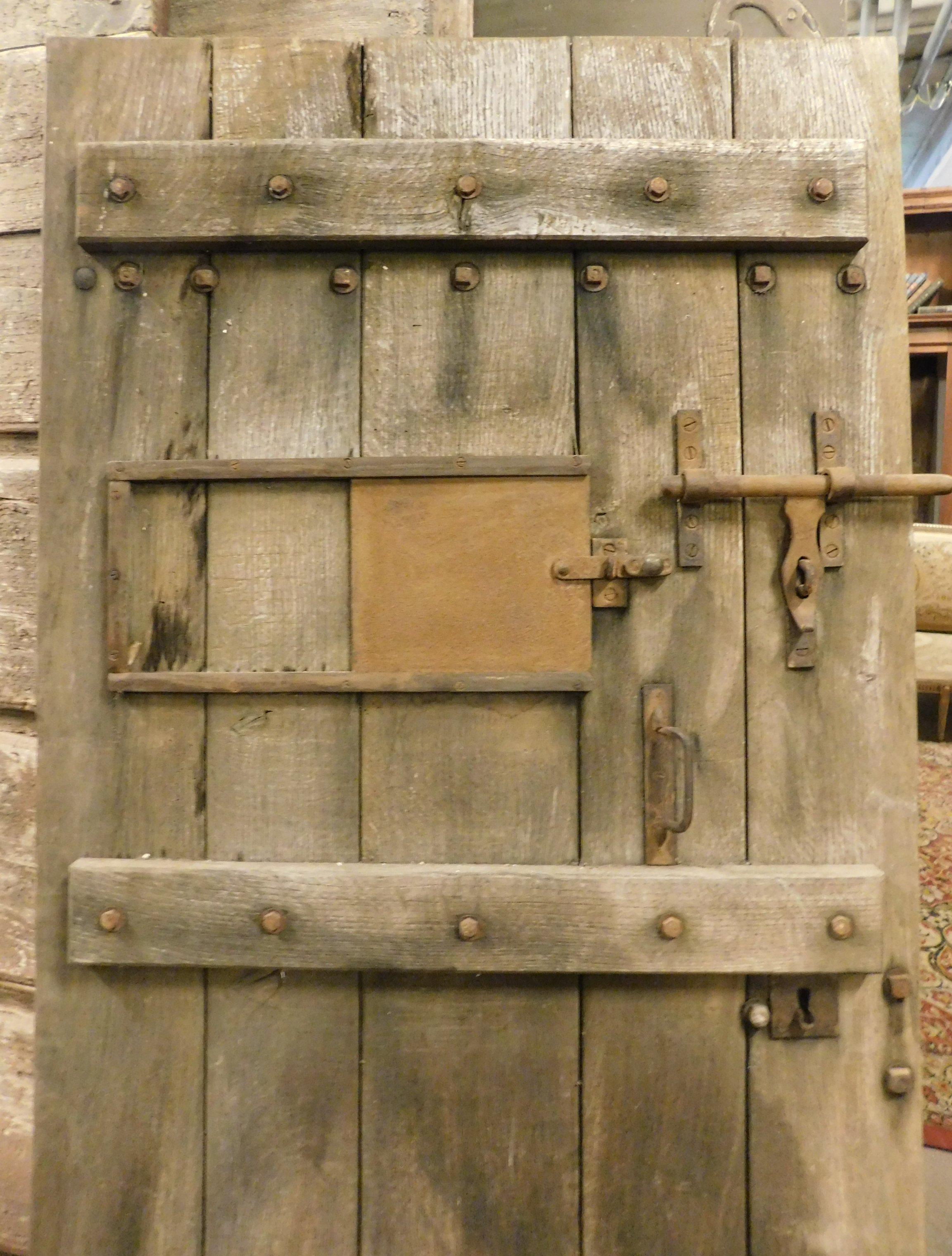 Rustic Prison Old Door with Chestnut Window, 19th Century, Italy 2