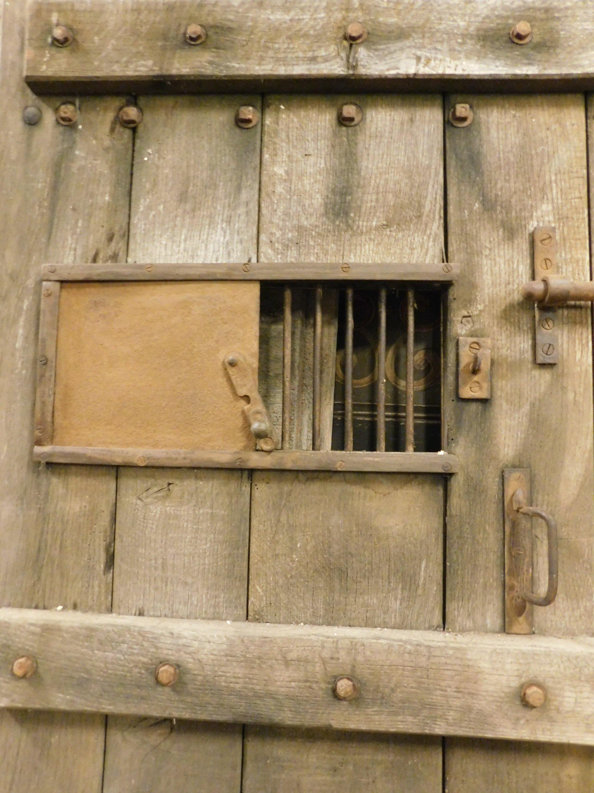Rustic Prison Old Door with Chestnut Window, 19th Century, Italy 3