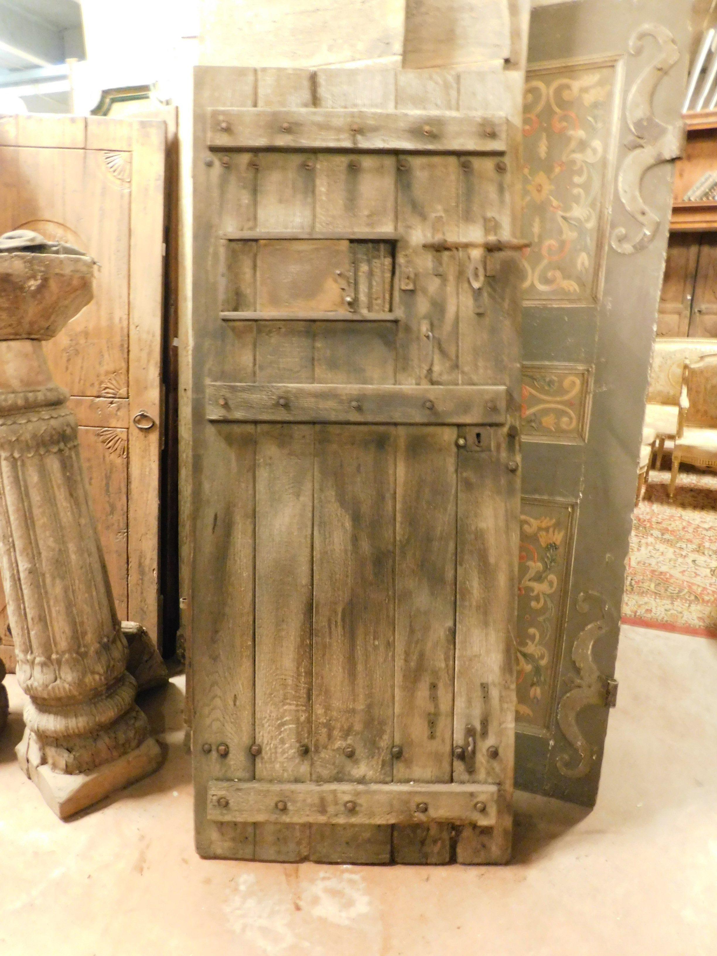 Rustic Prison Old Door with Chestnut Window, 19th Century, Italy 4