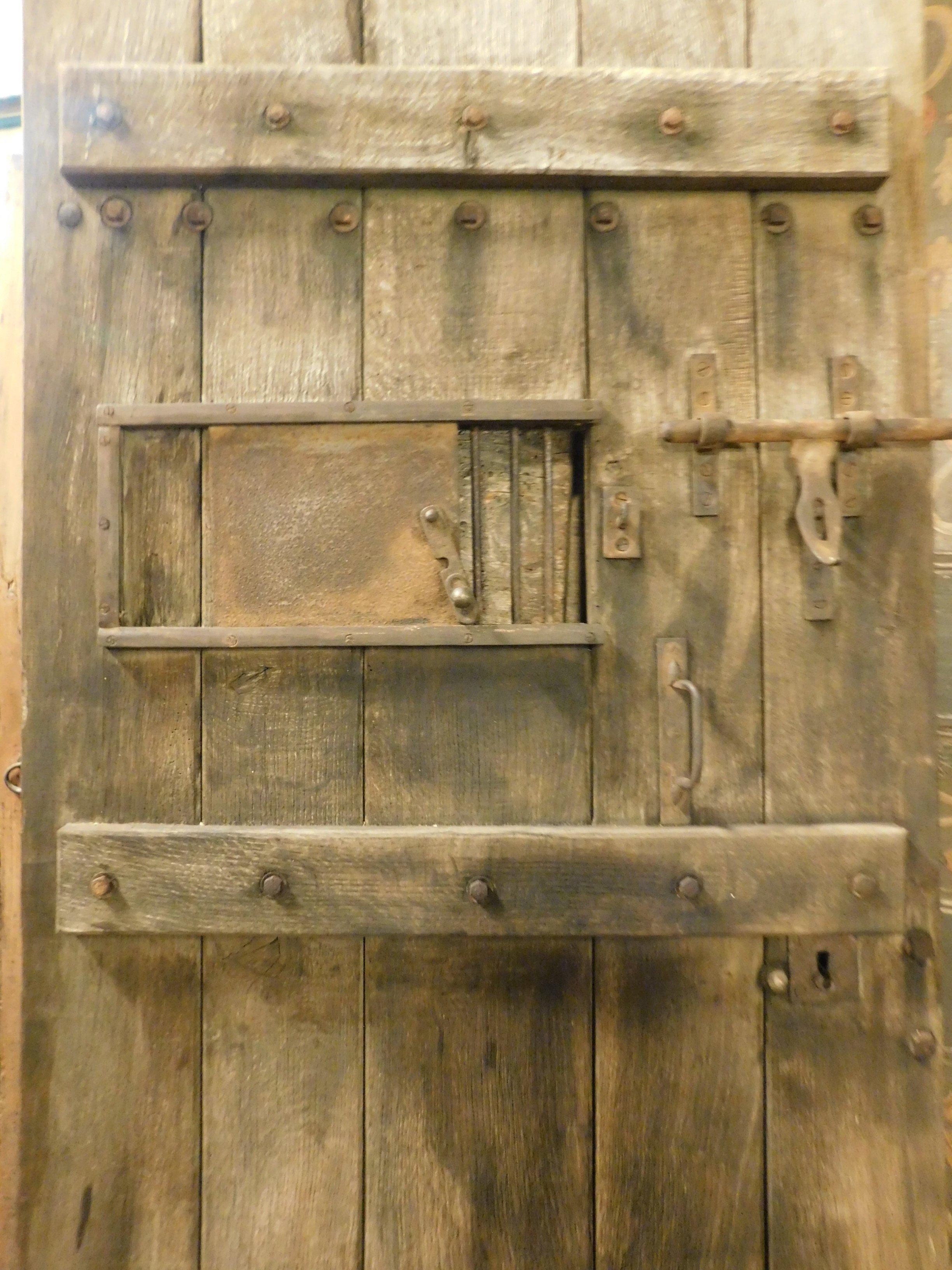 Rustic Prison Old Door with Chestnut Window, 19th Century, Italy 5