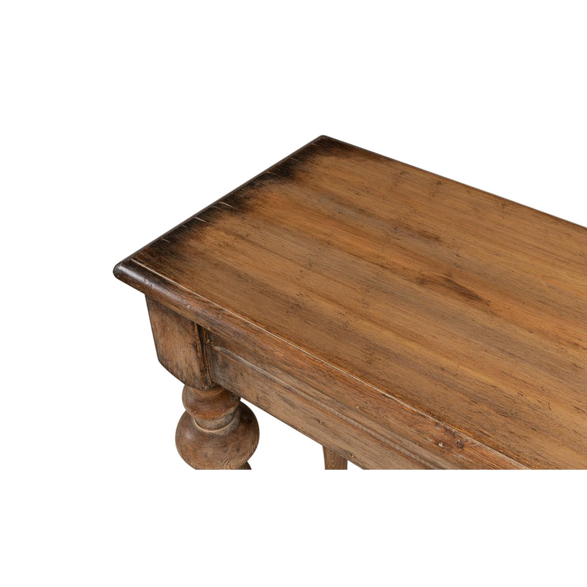 French Provincial Rustic Provincial Pine Console Table For Sale