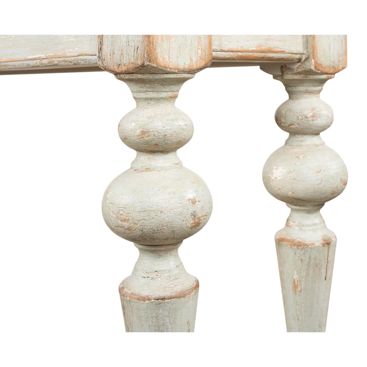 Rustic Provincial Sage Pine Console Table In New Condition For Sale In Westwood, NJ