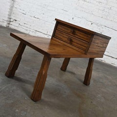 Rustic Ranch Oak Step End Table with 2 Drawers & Acorn Brown finish by A. Brandt