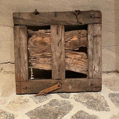 Rustic Ranch Small Mesquite Window Forged Iron Hardware Jalisco Hacienda 1940s