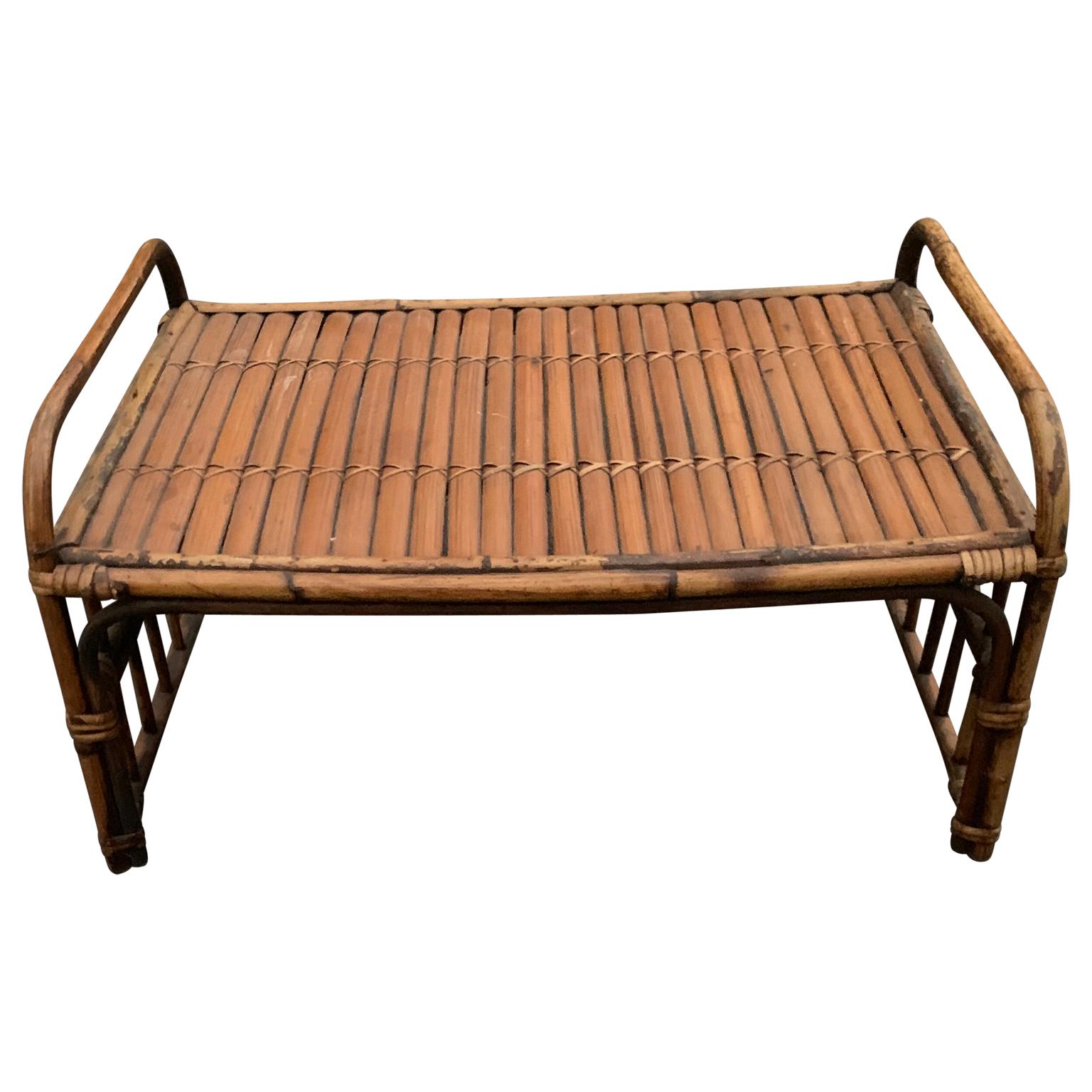 Rustic rattan bed tray.
