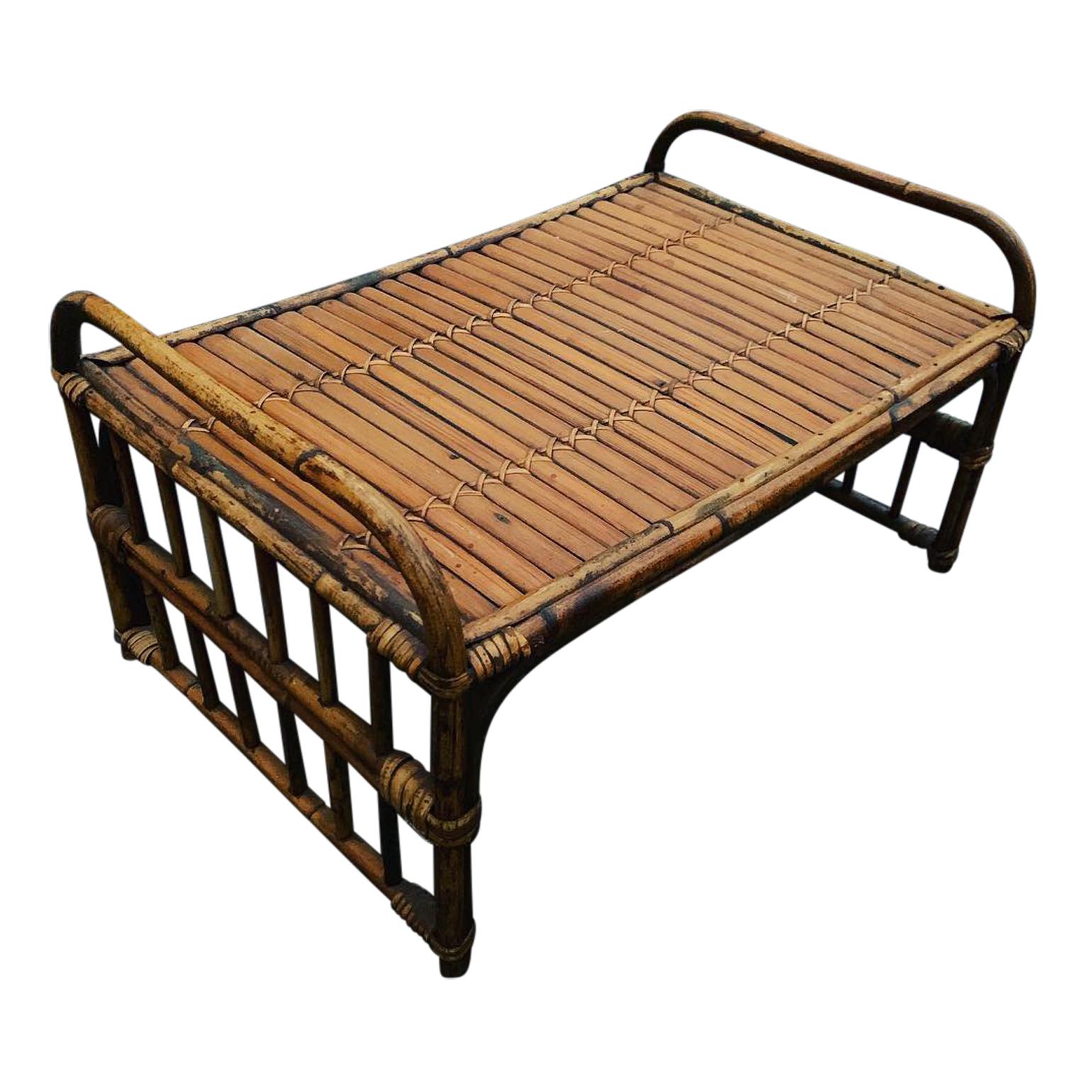 Vintage Rustic Rattan Bed Tray In Good Condition In Haddonfield, NJ