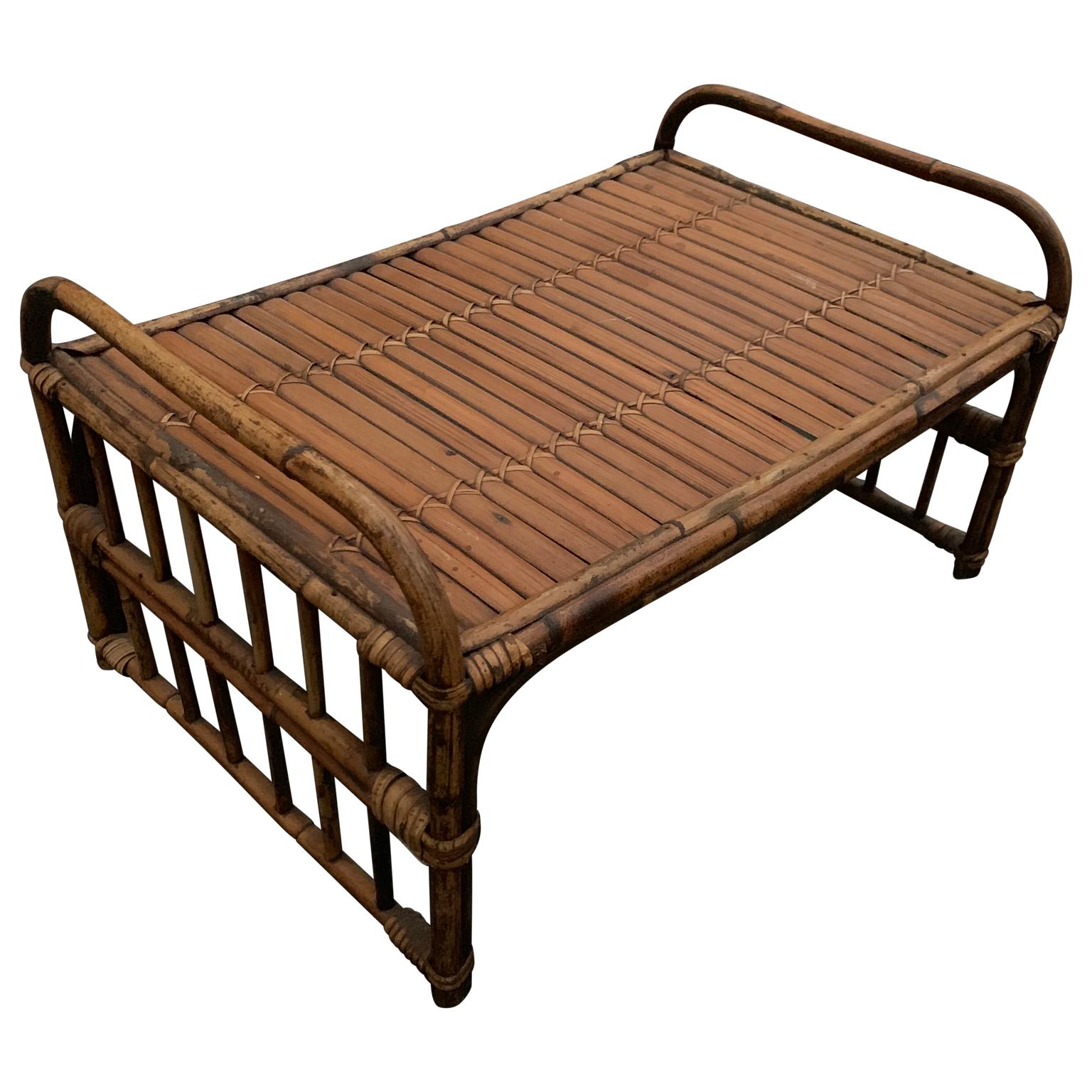 Vintage Rustic Rattan Bed Tray 1