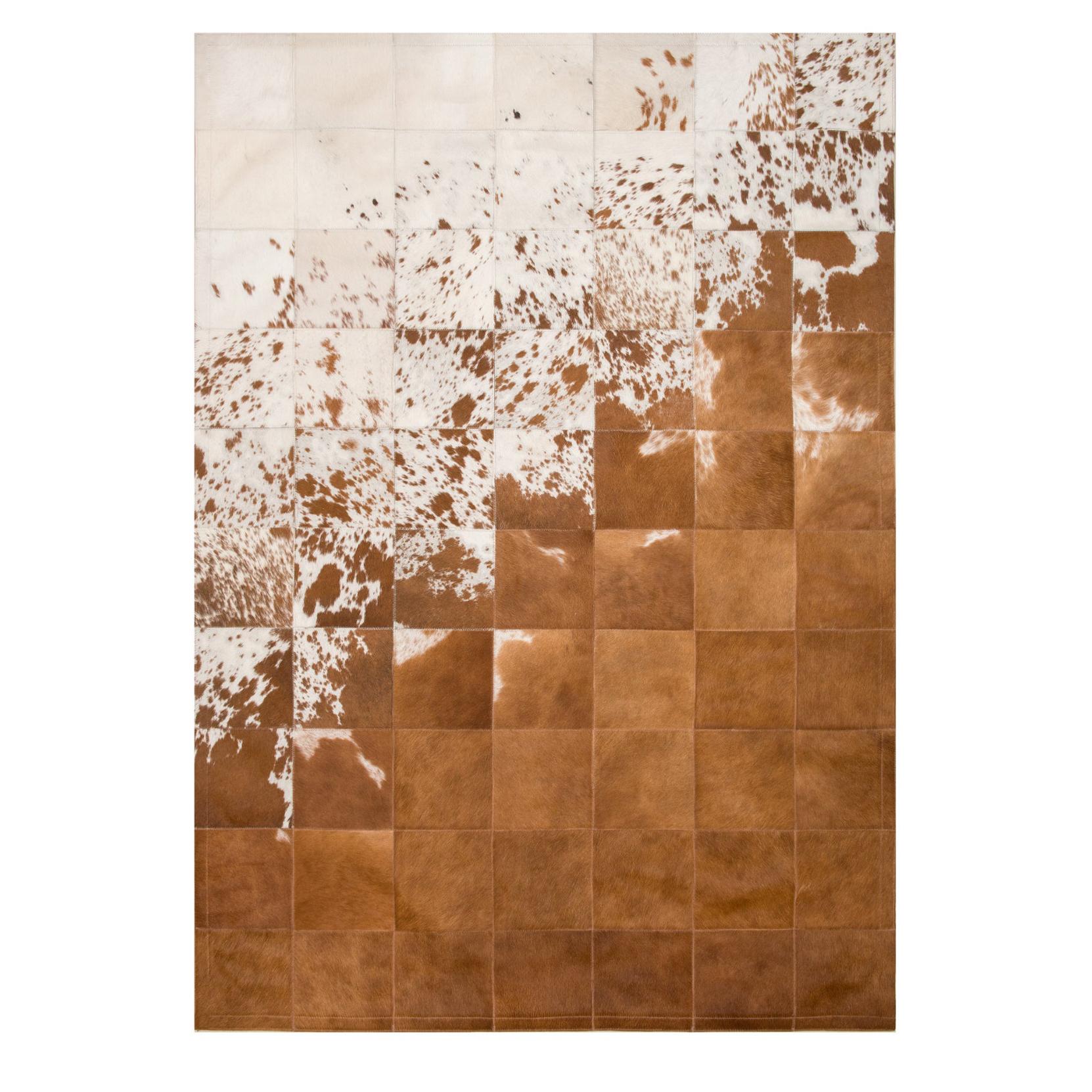 Rustic, Raw Brown and White customizable Gaucho Cowhide Area Floor Rug Large