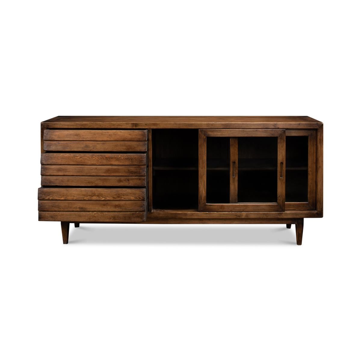 Asian Rustic Reclaimed Pine Credenza For Sale