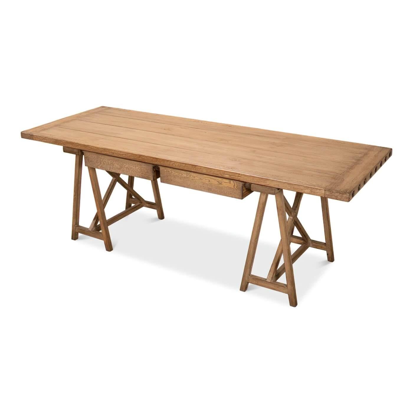 Asian Rustic Reclaimed Pine Desk For Sale