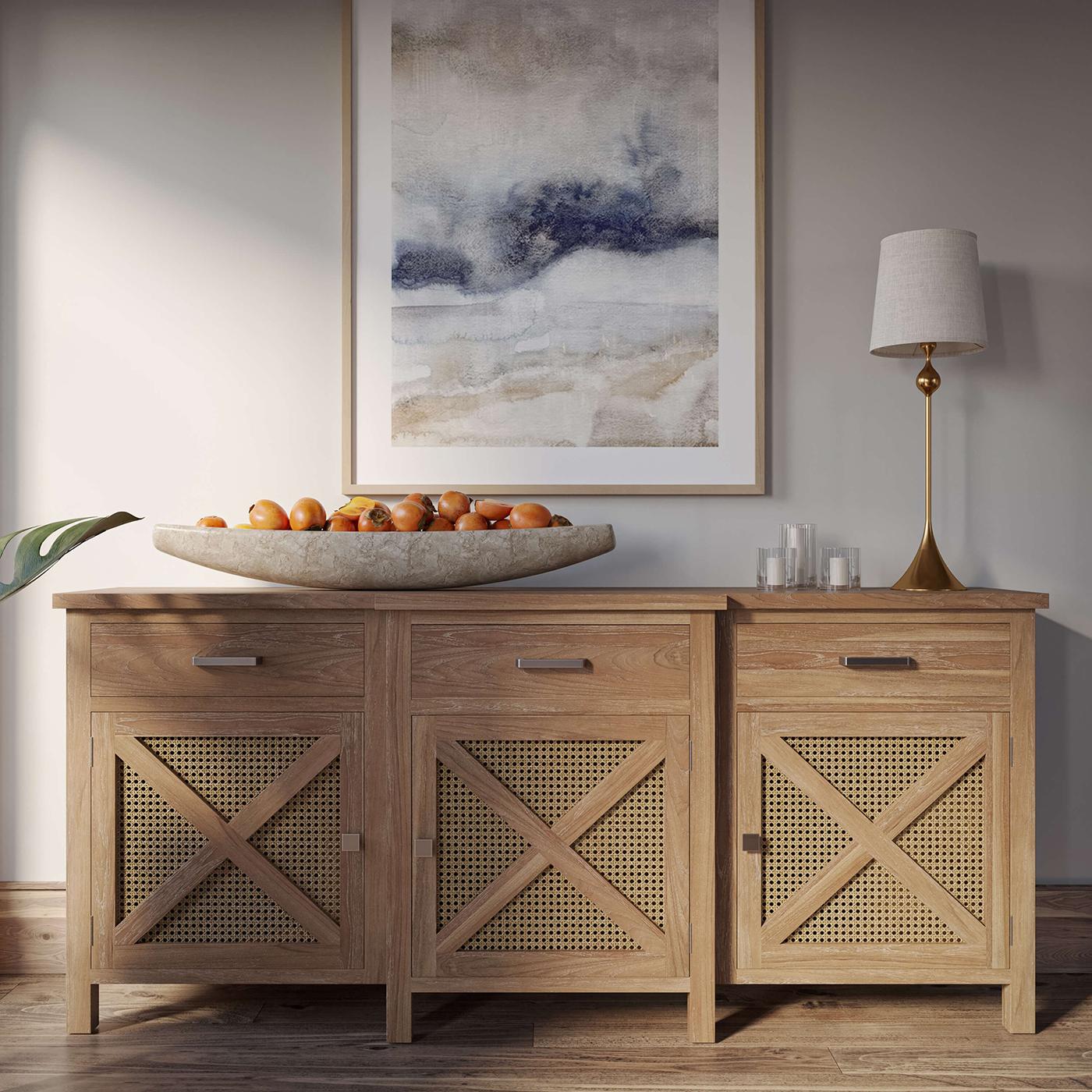 Rustikales Sideboard aus aufgearbeitetem Teakholz im Angebot 3