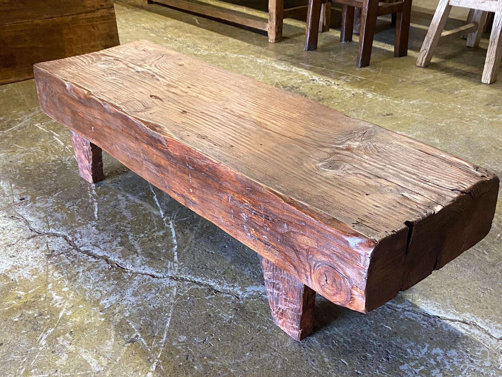 Rustic Reclaimed Wood Bench  In New Condition In Los Angeles, CA