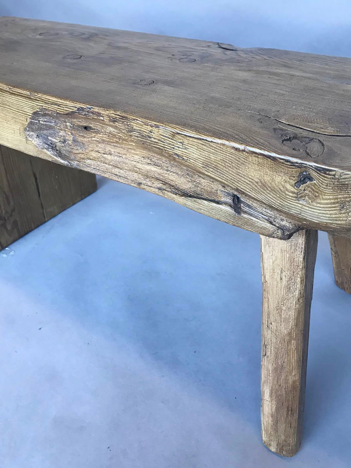Rustic Reclaimed Wood Bench In Good Condition In Los Angeles, CA