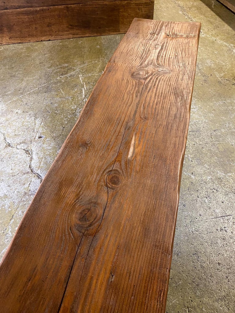 Rustic Reclaimed Wood Bench with Butterfly Inlay at 1stDibs